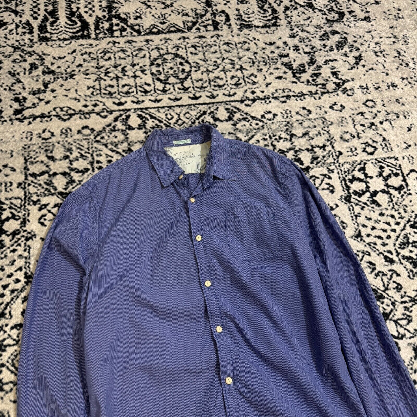Scotch & Soda × Vintage Vintage Scotch Soda Unisex Blue Cotton Shirt Size L Y2K 90s Size US L / EU 52-54 / 3 - 4 Thumbnail