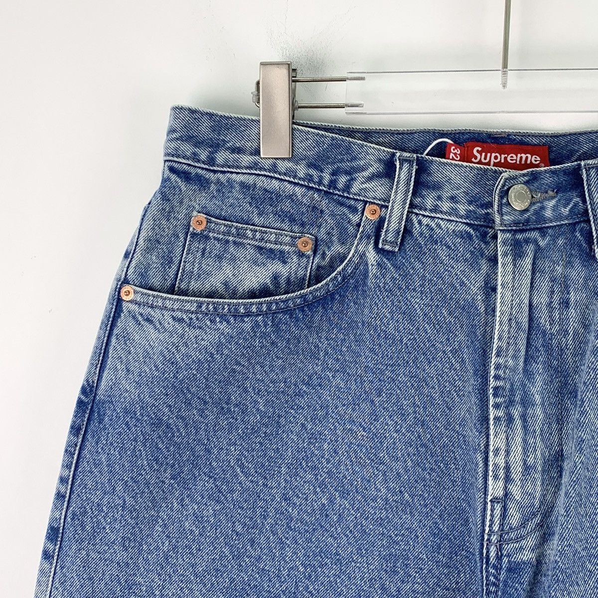 Supreme Supreme Blue Logo Letter Embroidered Denim Shorts K26WX Size US 32 / EU 48 - 3 Thumbnail