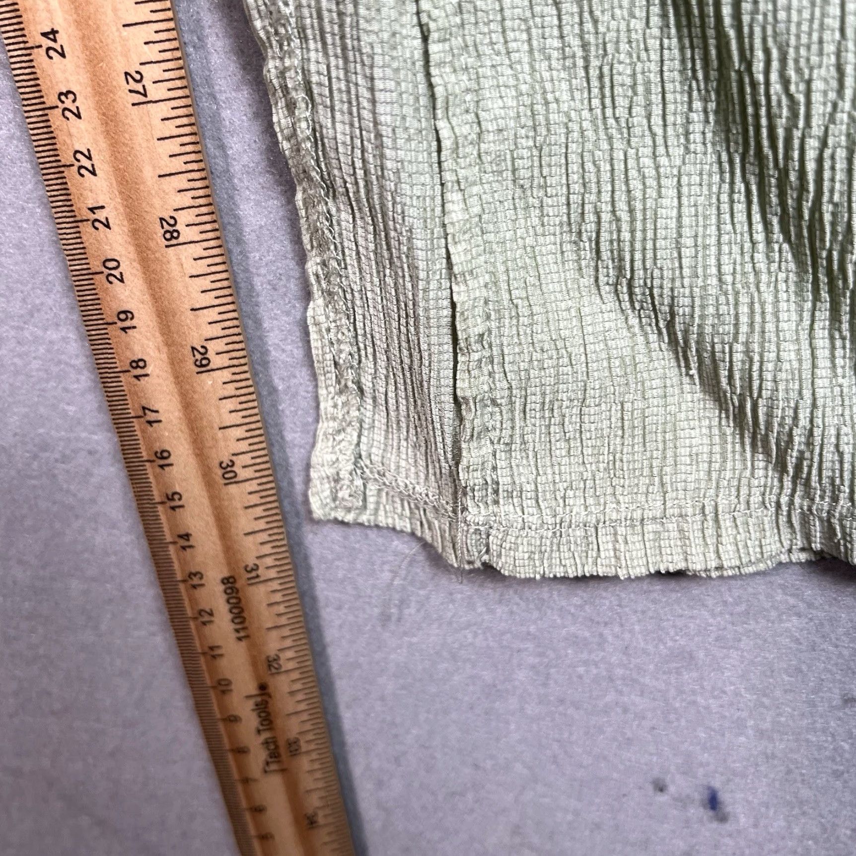 Mango Mango MNG Textured Wide Leg Pants Womens Large Green Elastic Waist Ankle Slit Size 36" / US 14 / IT 50 - 5 Thumbnail