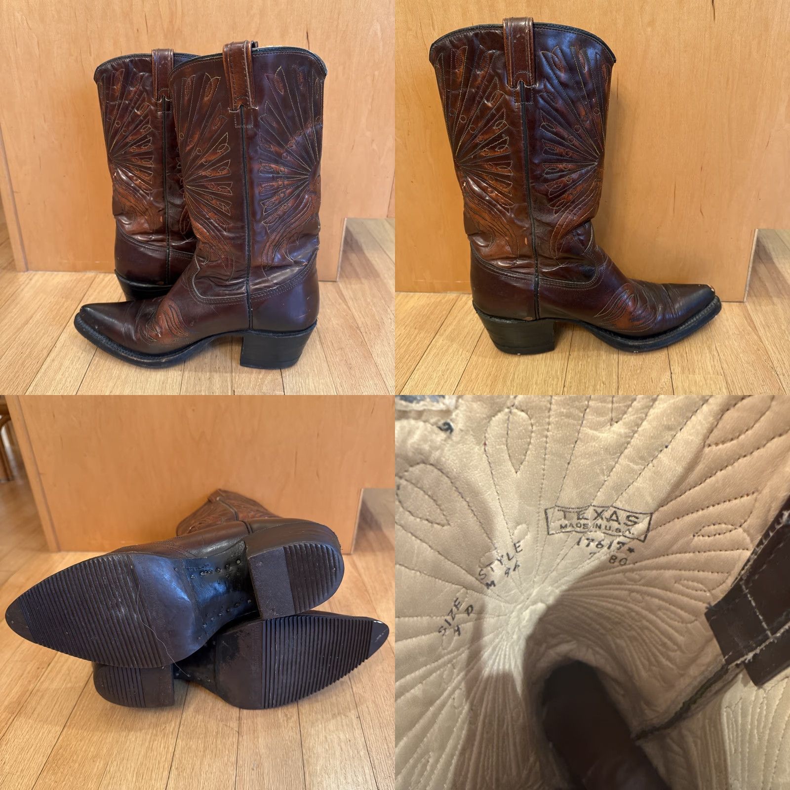 Vintage VINTAGE Texas Cowboy Boots Patent Thunderbird Peacock Stitching Leather Upper Leather Boot Size 9D Mens Brown Western Cowboy Boots Size US 9 / EU 42 - 8 Thumbnail