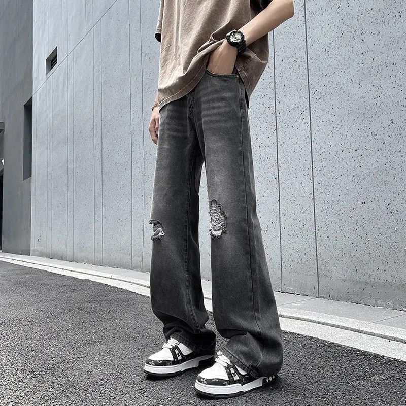 Japanese Brand × Jean Retro loose casual straight leg ripped jeans Size US 30 / EU 46 - 2 Thumbnail