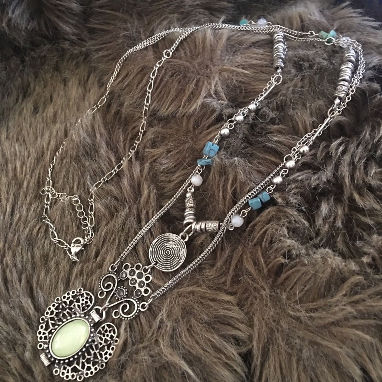 Jewelry Mayan look double strand amulet stone necklace Size ONE SIZE - 8 Thumbnail