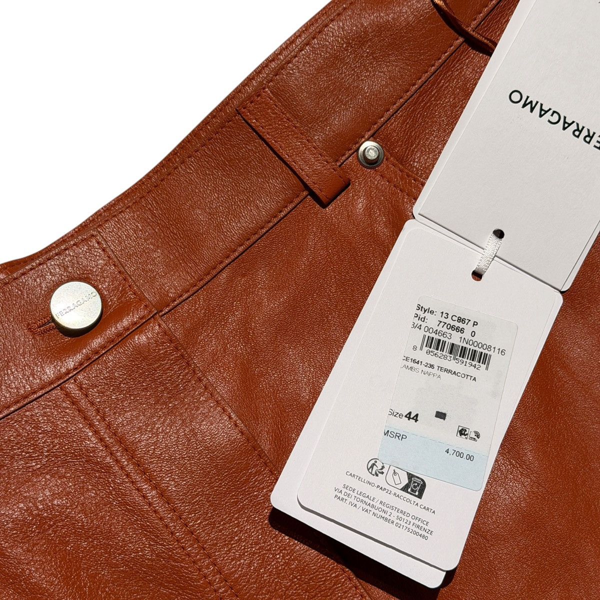 Salvatore Ferragamo $4,700 Nappa leather terracotta pant Size US 30 / EU 46 - 4 Thumbnail