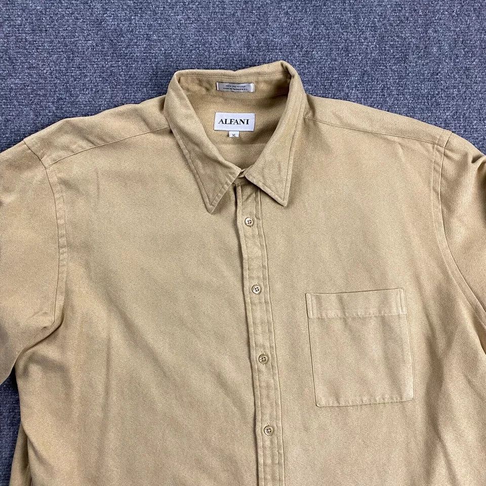 Alfani Alfani Shirt Men's XL Suede Button Up Pocket Vintage Size US XL / EU 56 / 4 - 2 Thumbnail