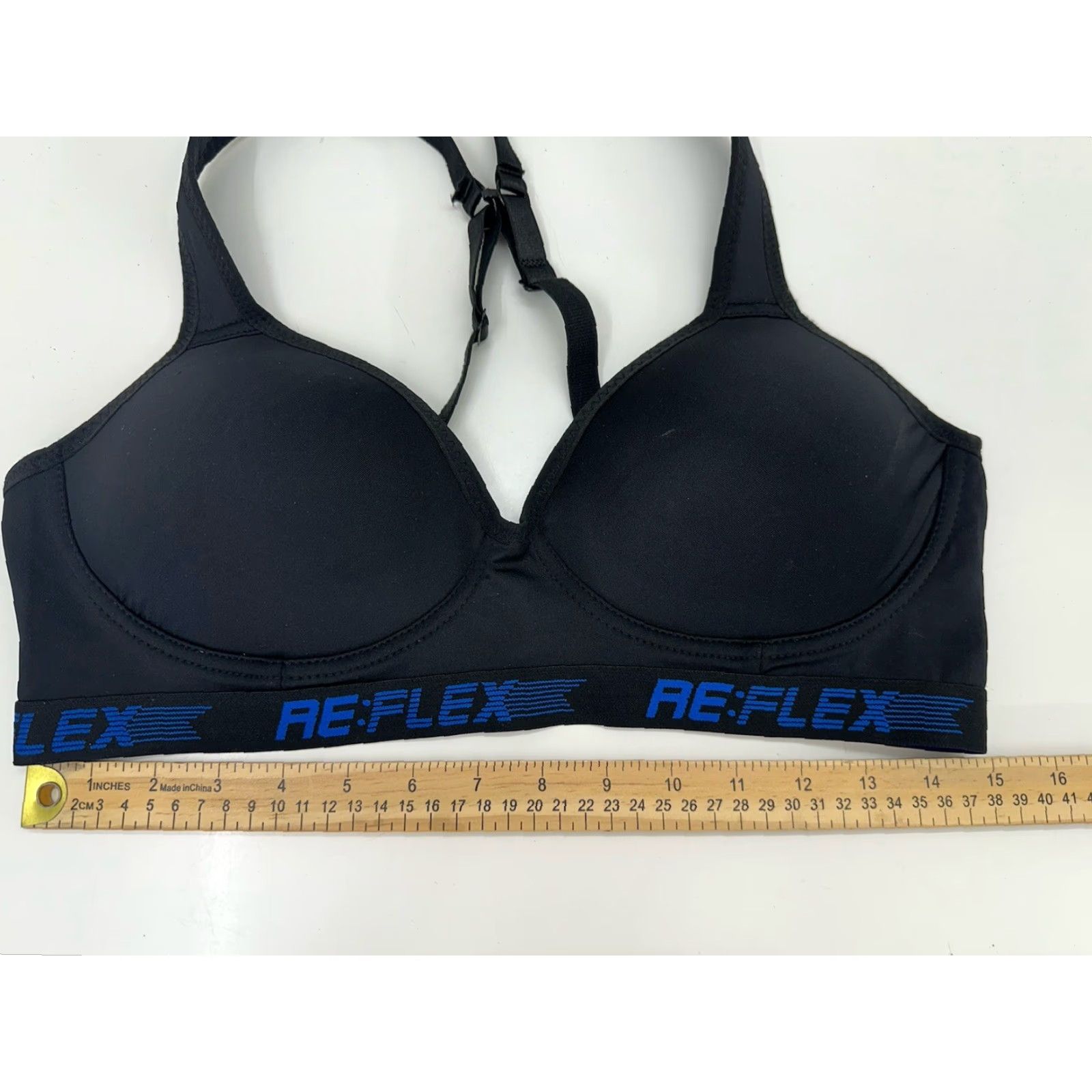 Vintage ReFlex Womens Bra 1X Black Padded Sports Bra Adjustable Size ONE SIZE - 7 Thumbnail