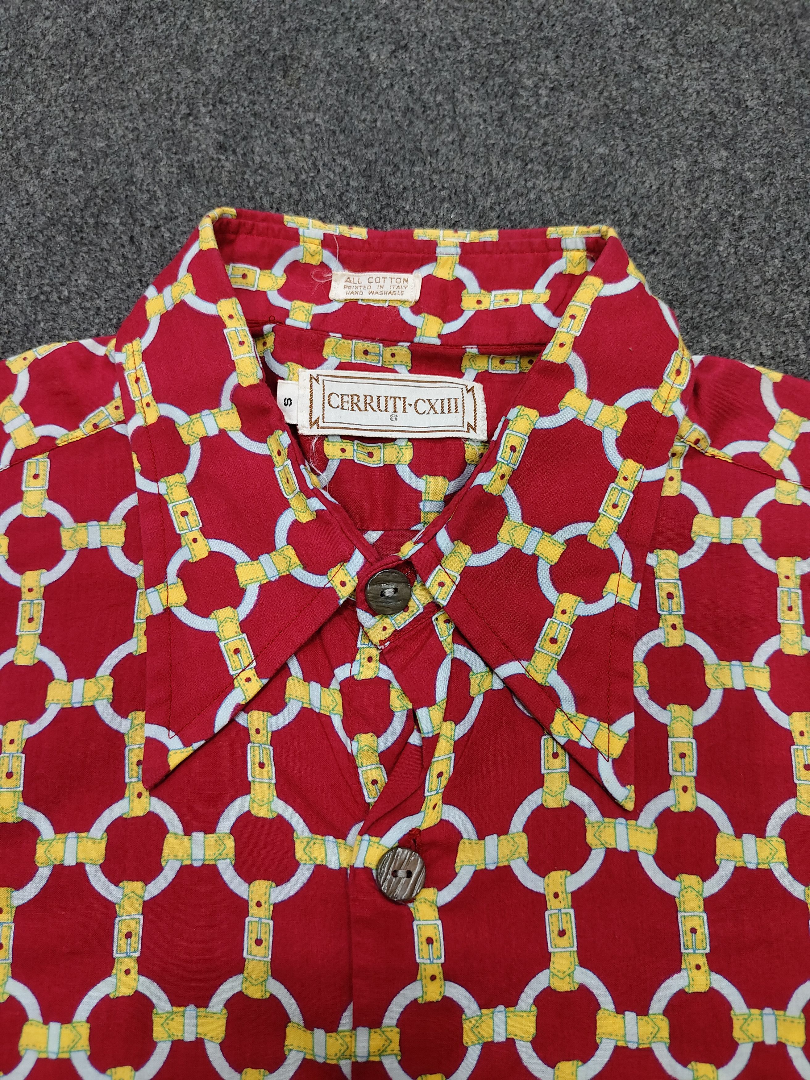 Cerruti 1881 90s Cerruti 1881- Clain Belt Pattern Short Shirt Size US S / EU 44-46 / 1 - 5 Thumbnail
