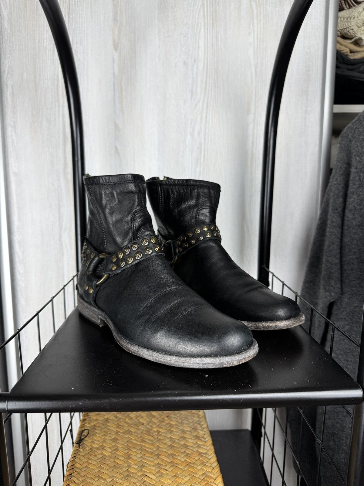 Frye Frye Phillip Studded Harness Boots Mid Calf Leather Studs 9B Size US 9 / IT 39 - 2 Thumbnail