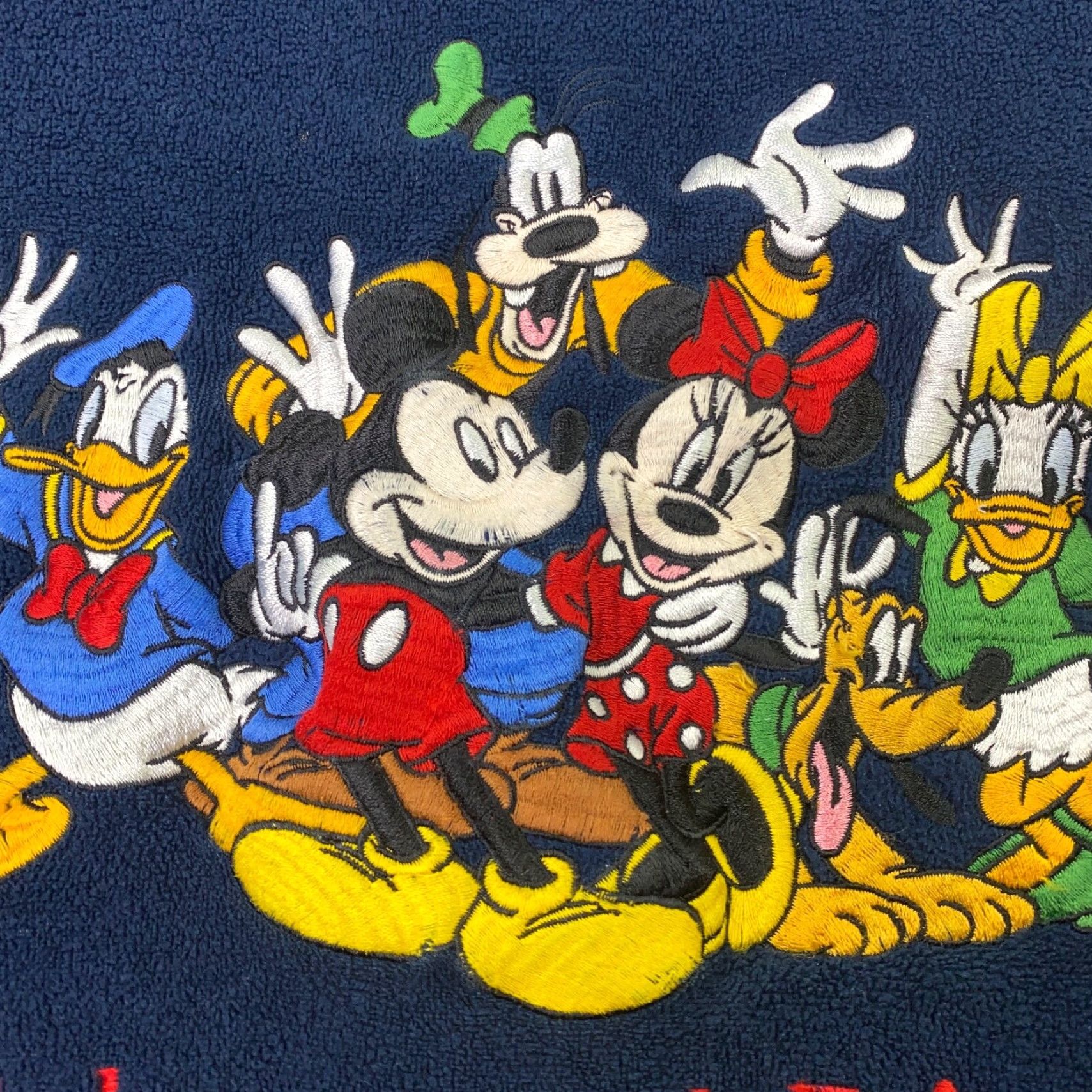 Disney VINTAGE Disney Sweatshirt Womens XL Blue Fleece Mickey & Friends Pluto Daisy Crew Neck Embroidered 90s Cartoon Pullover Sweater Size XL / US 12-14 / IT 48-50 - 4 Thumbnail