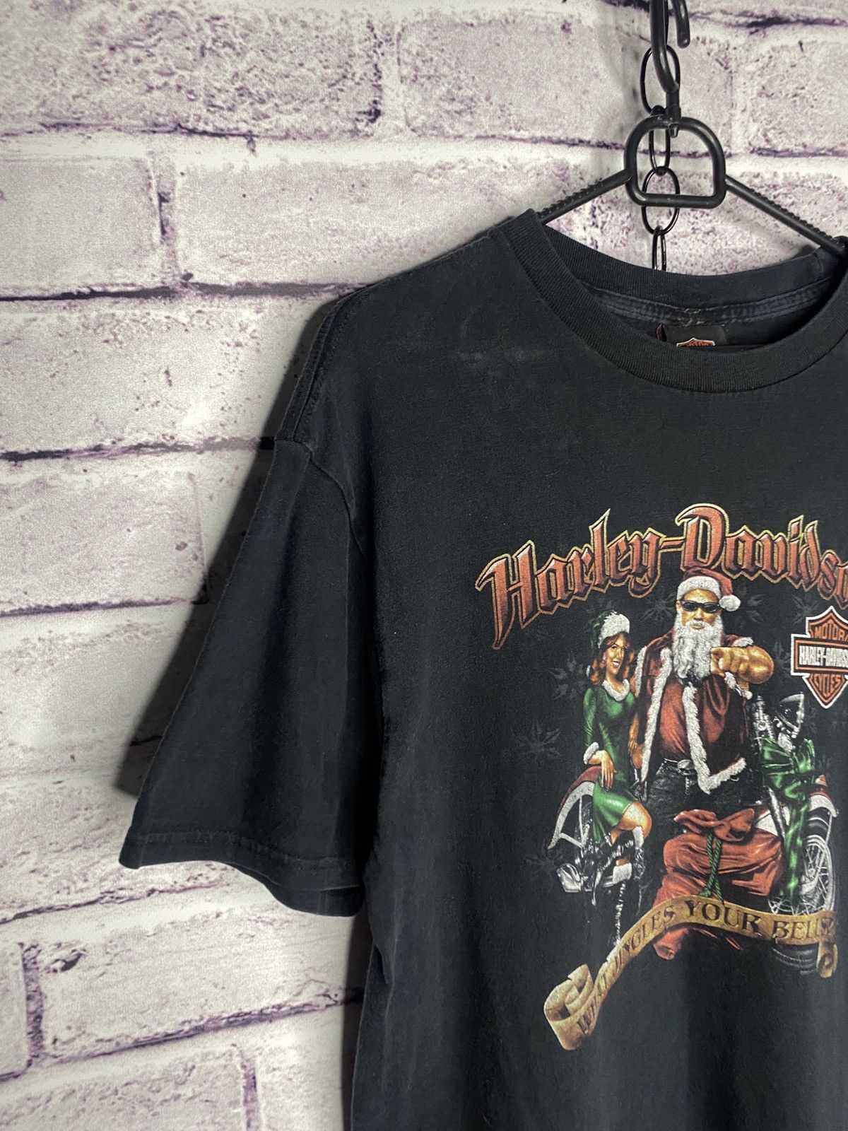Harley Davidson Mens Harley Davidson 2008 Overprint Logo Santa Bicker Tee Size US L / EU 52-54 / 3 - 2 Thumbnail