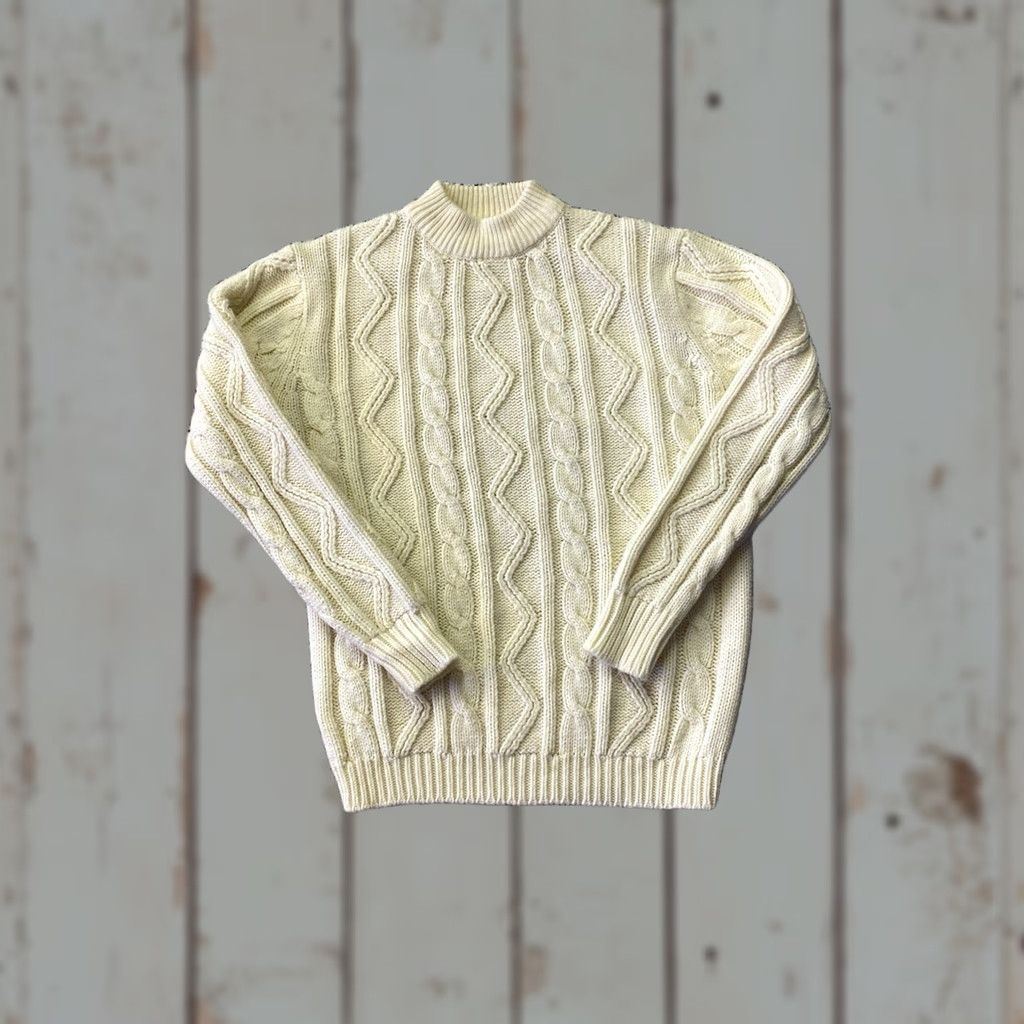 Vintage VINTAGE National Shirt Shops Cable Knit Fisherman Pullover Sweater Womens Size M Cream Raglan Crew Neck Long Sleeve Regular Winter Fall Womens Size M / US 6-8 / IT 42-44 - 1 Thumbnail