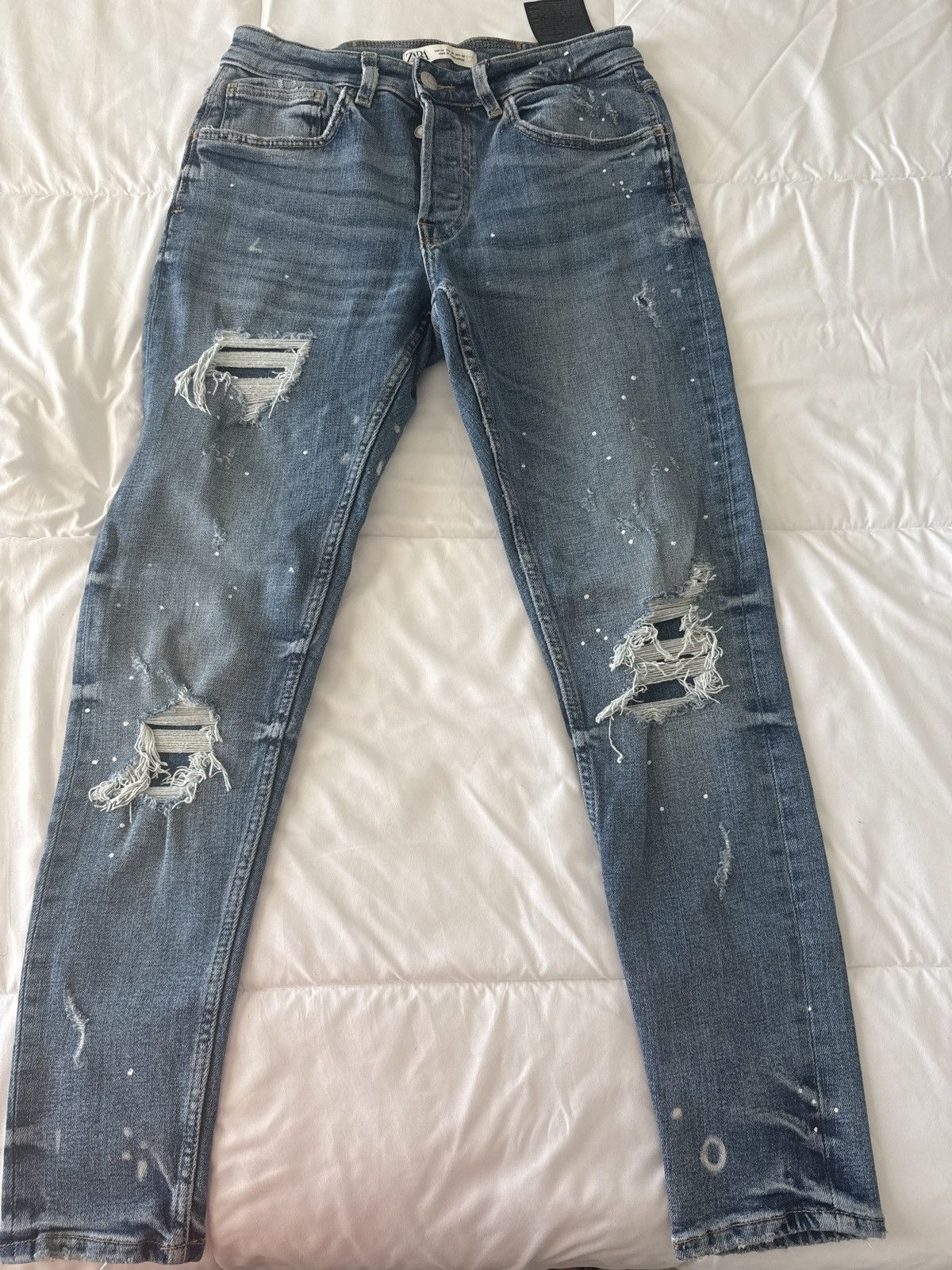Zara Zara Blue Jeans w/ rips Size US 30 / EU 46 - 6 Thumbnail