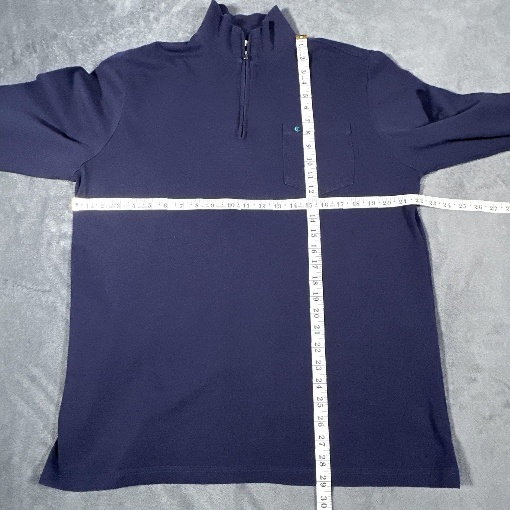Vintage Criquet Mens Large Blue Golf Sweater Quarter Zip Mock Neck Organic Cotton Pocket Size US L / EU 52-54 / 3 - 6 Thumbnail