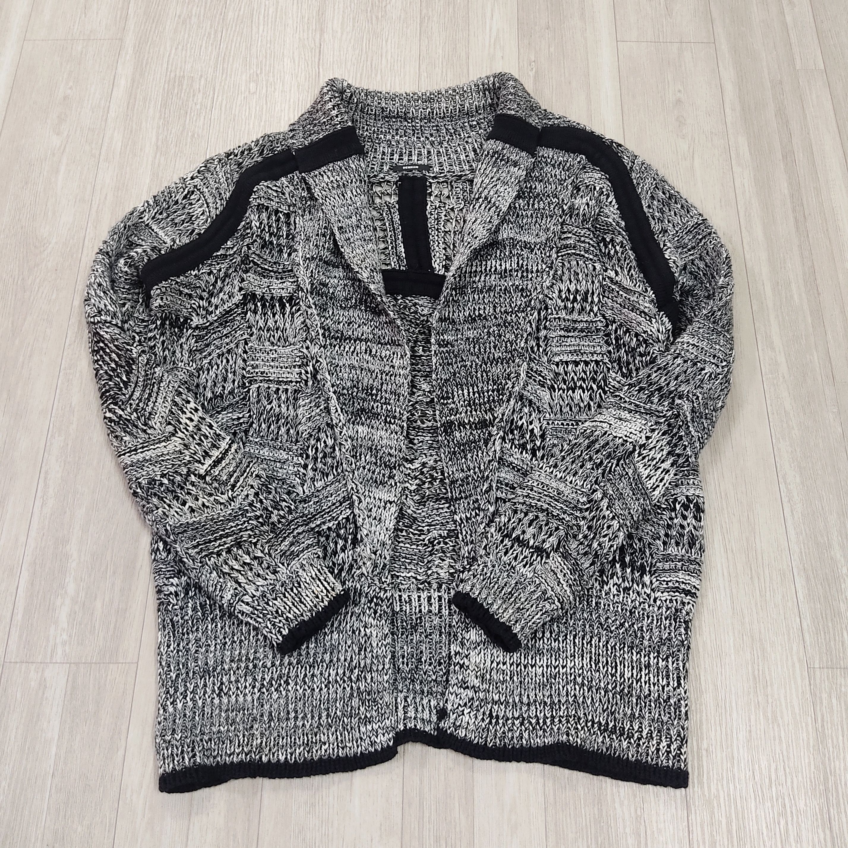 DENHAM DENHAM Black & White Grunge-look Knit Pattern Open Cardigan Size US XS / EU 42 / 0 - 5 Thumbnail