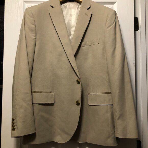 J Ferrar J.ferrar men's new tan sport coat blazer jacket size: 46R Size 46R - 2 Thumbnail