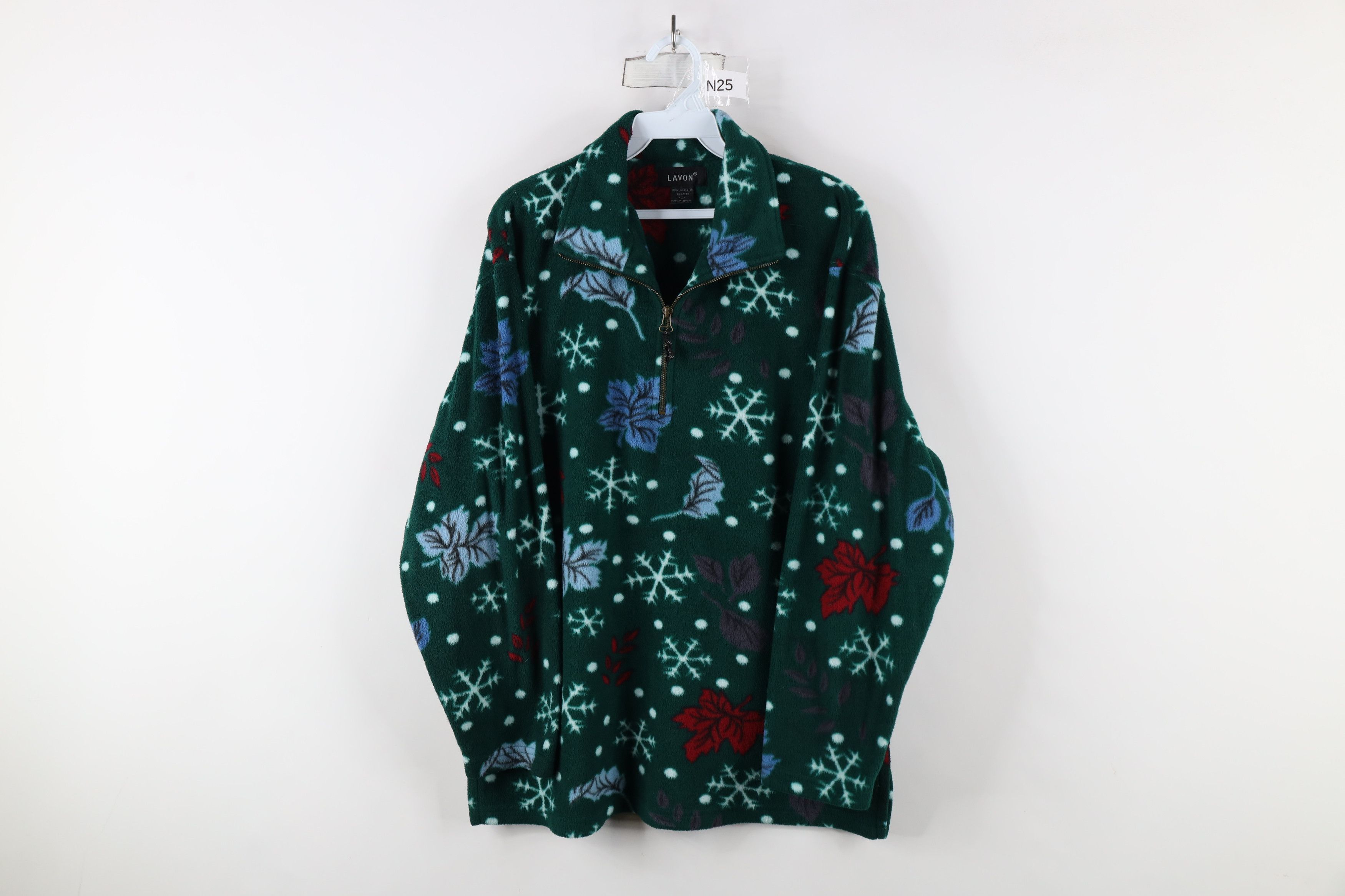 Vintage Vintage 90s Streetwear Snowflake Half Zip Fleece Sweater Size L / US 10 / IT 46 - 1 Thumbnail