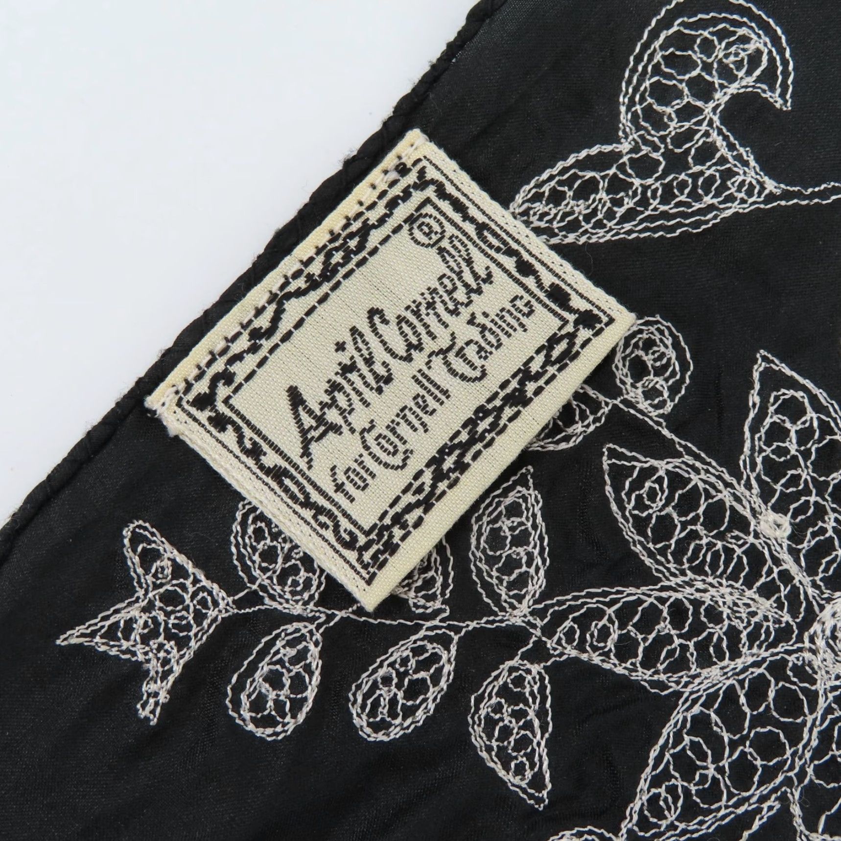 Vintage April Cornell Scarf Womens Silk Floral Embroidered Fringe Rectangle Black 71" 20.25" Multifunctional Vintage? No Size ONE SIZE - 4 Thumbnail