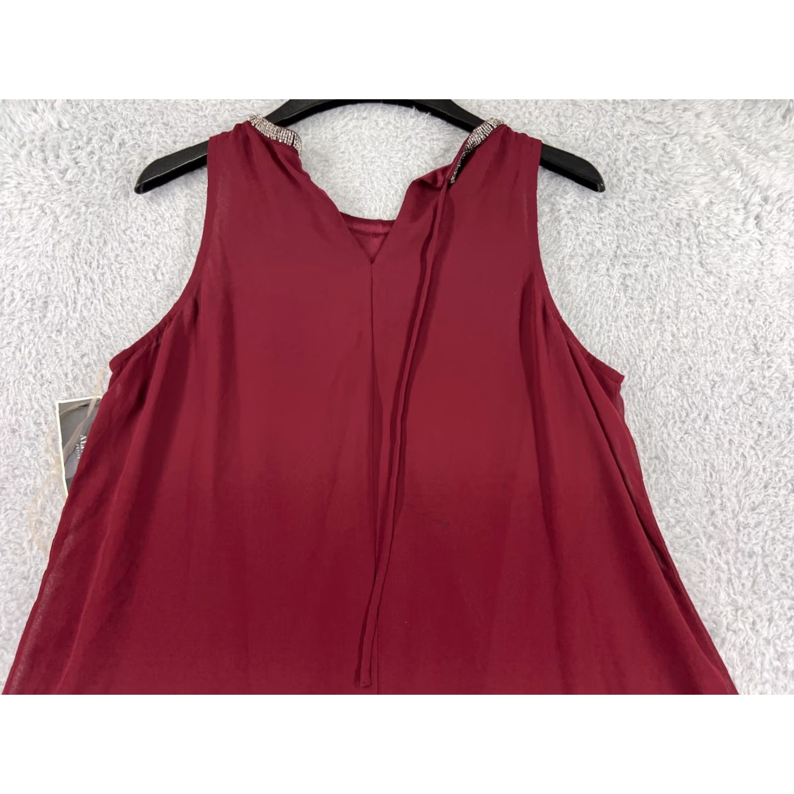 Alfani Alfani Shirt Womens Medium Burgundy Petite Beaded 100% Polyester Sleeveless Shirt Beaded Polyester Alfani Petite Burgundy Sleeveless Womens Medium Size M / US 6-8 / IT 42-44 - 6 Thumbnail
