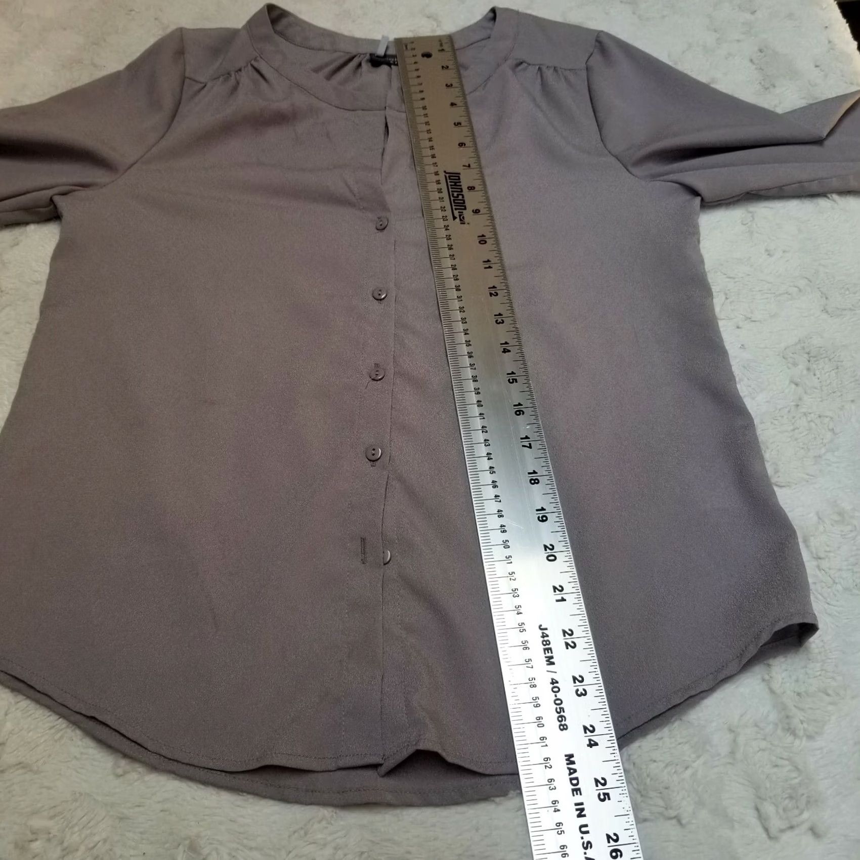 Vintage Sparkle & Fade Womens Blouse Taupe Pleat Shoulder Button-Down Long Sleeve Small Size S / US 4 / IT 40 - 7 Thumbnail