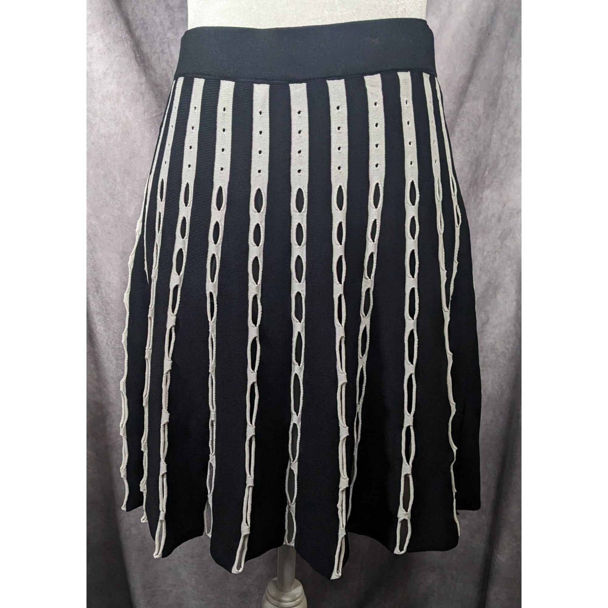 Other O.UE Gothic Black And White Stripe With Cutout Skirt Size La Size 29" - 4 Thumbnail