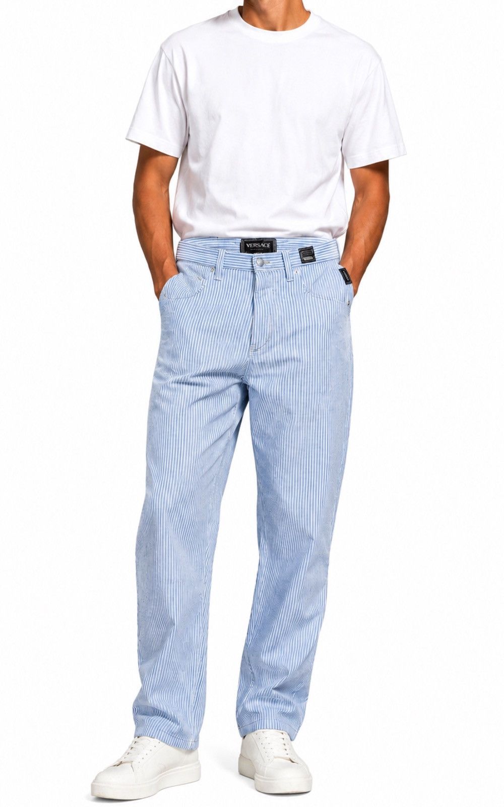 Versace Jeans Couture Versace Jeans Couture Striped Blue Luxury Pants Trousers Size US 31 - 1 Thumbnail