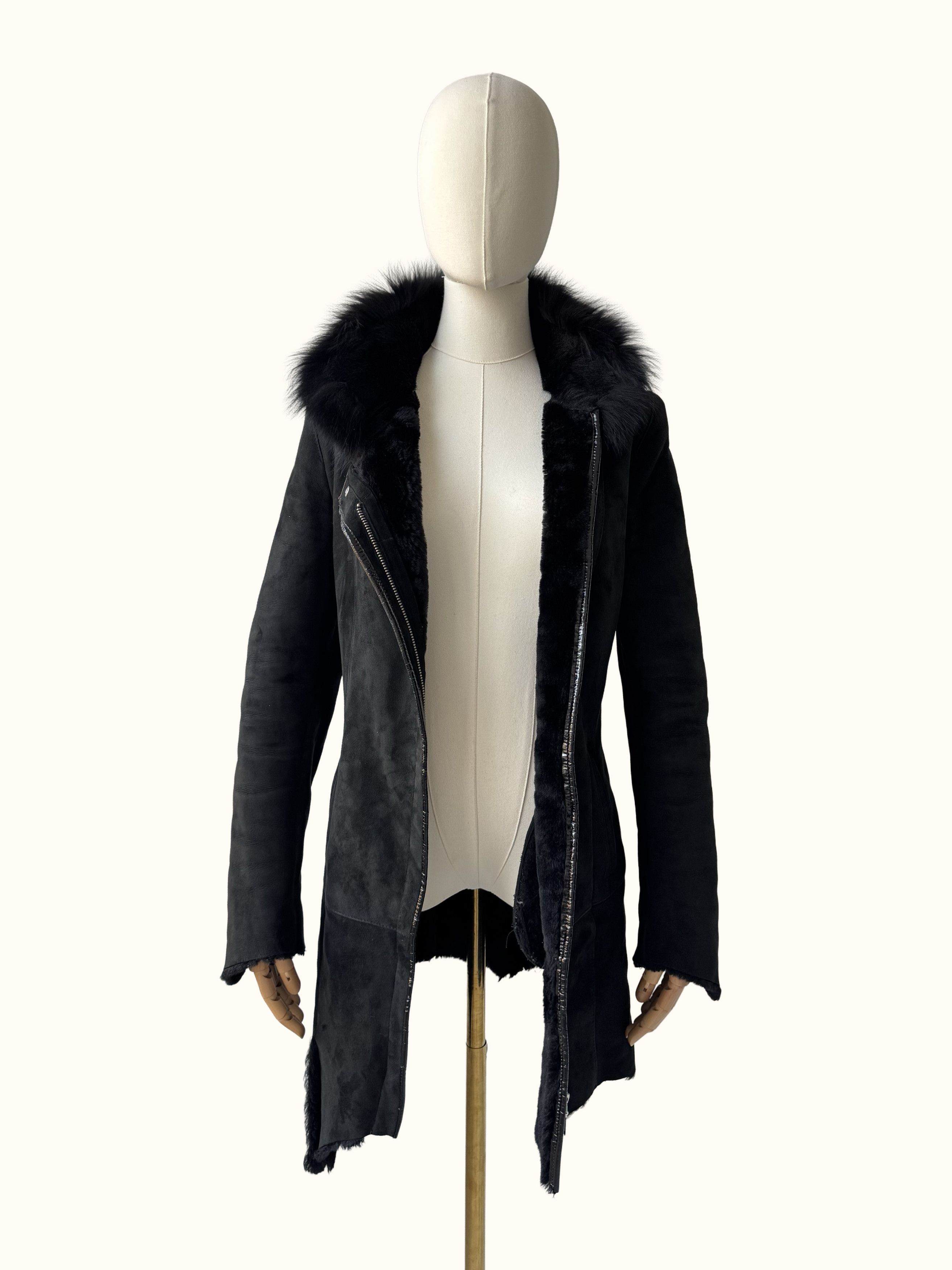 Vintage Vintage Real Sheepskin Asymmetry Coat (B550) Size S / US 4 / IT 40 - 3 Thumbnail