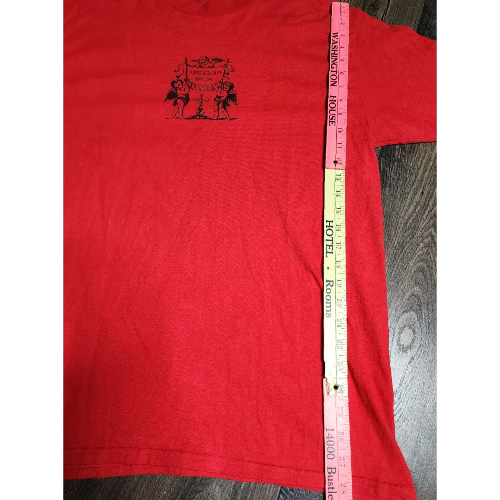 Vintage VINTAGE 4Hunnid Men's L T-Shirt Angel Streetwear Hip Hop Distressed Double Sided Red Size US L / EU 52-54 / 3 - 5 Thumbnail