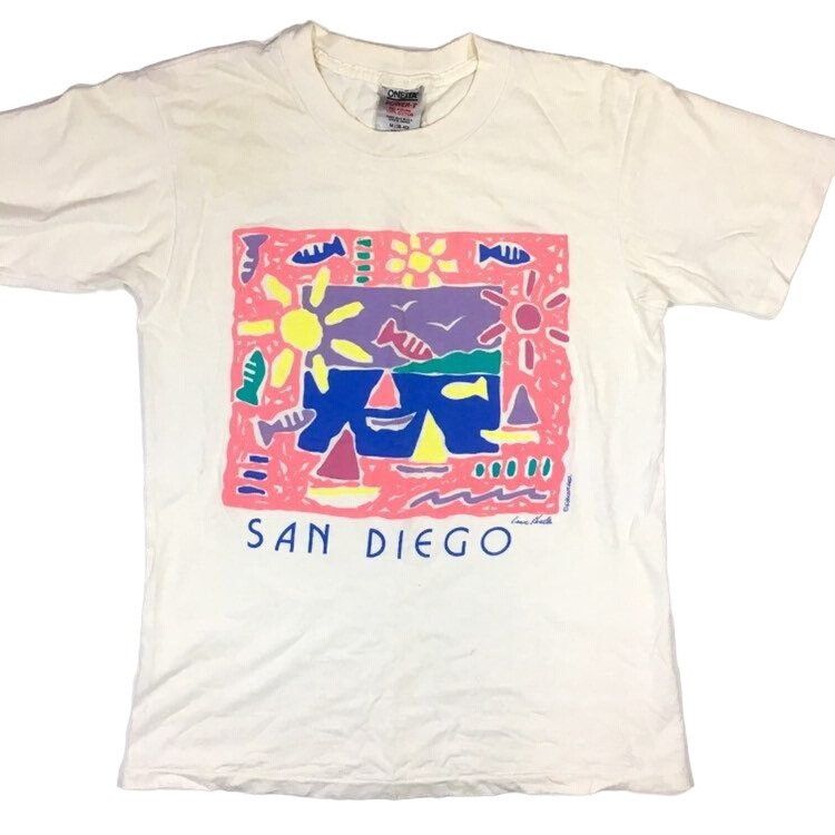 Other Vtg Oneita NEON Pink Graphic San Diego Beach T Shirt Size US M / EU 48-50 / 2 - 2 Thumbnail