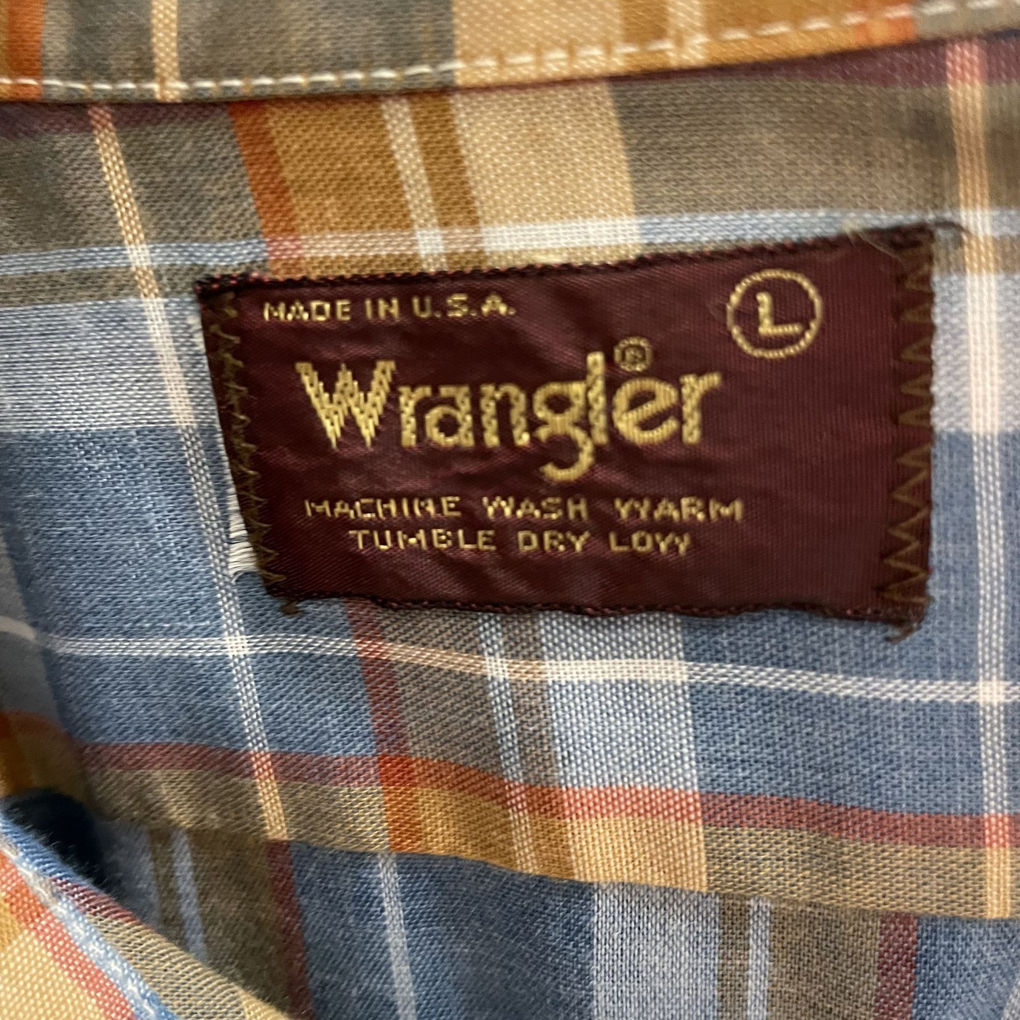 Wrangler Vtg Wrangler MOD Blue Copper SHADOW PLAID Hippie Shirt Size US L / EU 52-54 / 3 - 8 Thumbnail