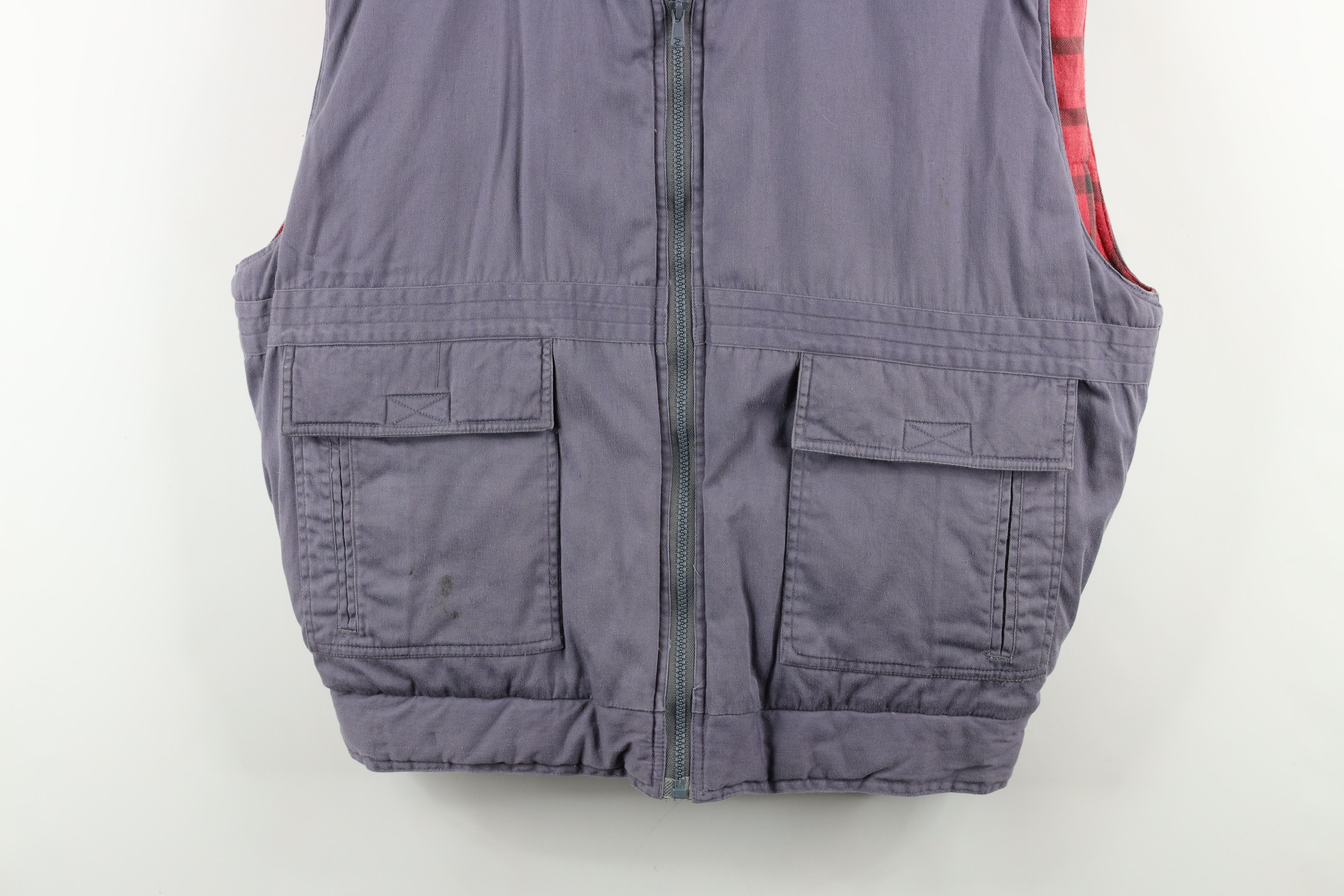 Vintage Vintage 90s Streetwear Flannel Lined Puffer Vest Jacket Gray Size US XXL / EU 58 / 5 - 3 Thumbnail