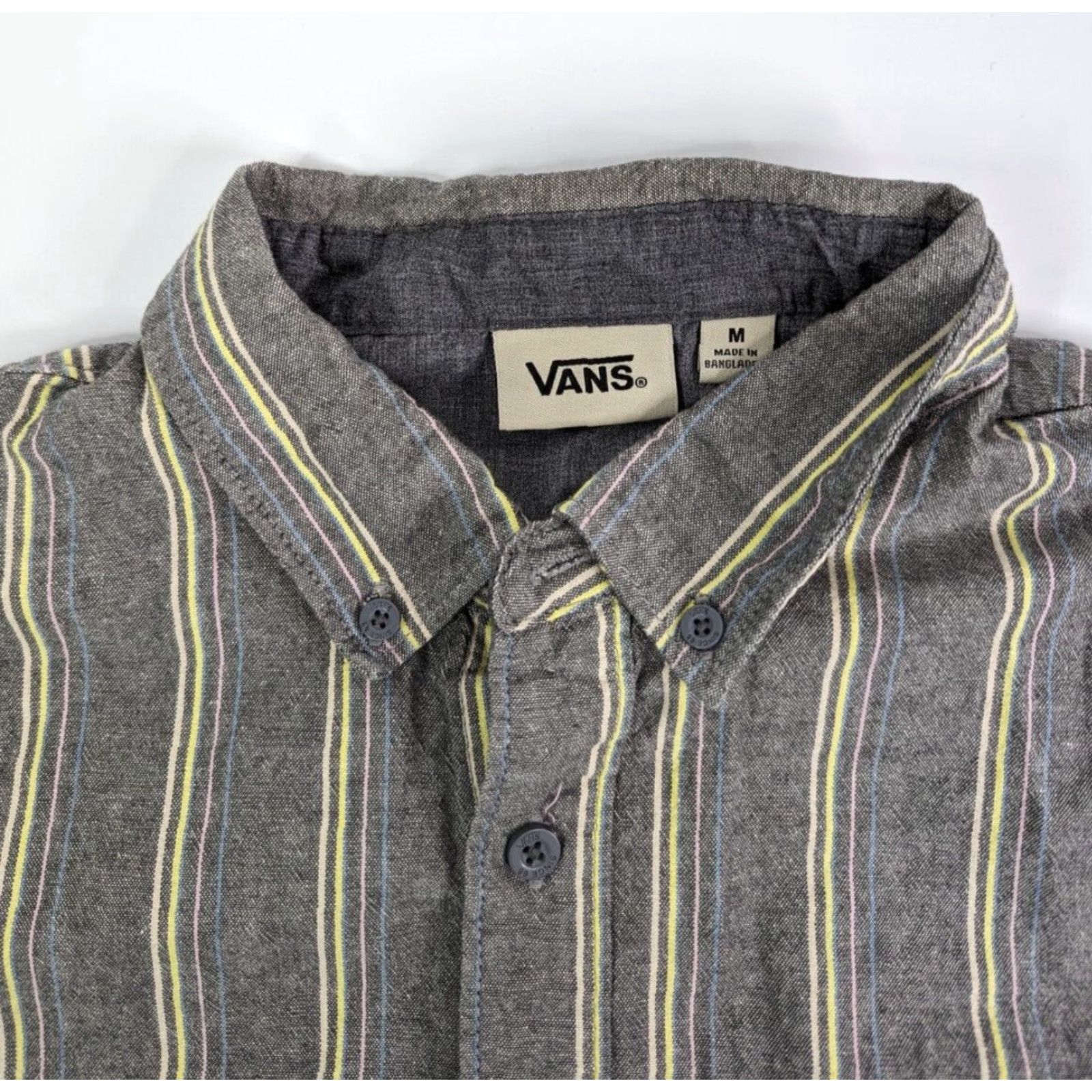 Vans Vans Shirt Men M Gray Striped Button-Down Short Sleeve Collared Shirt Size US M / EU 48-50 / 2 - 7 Thumbnail