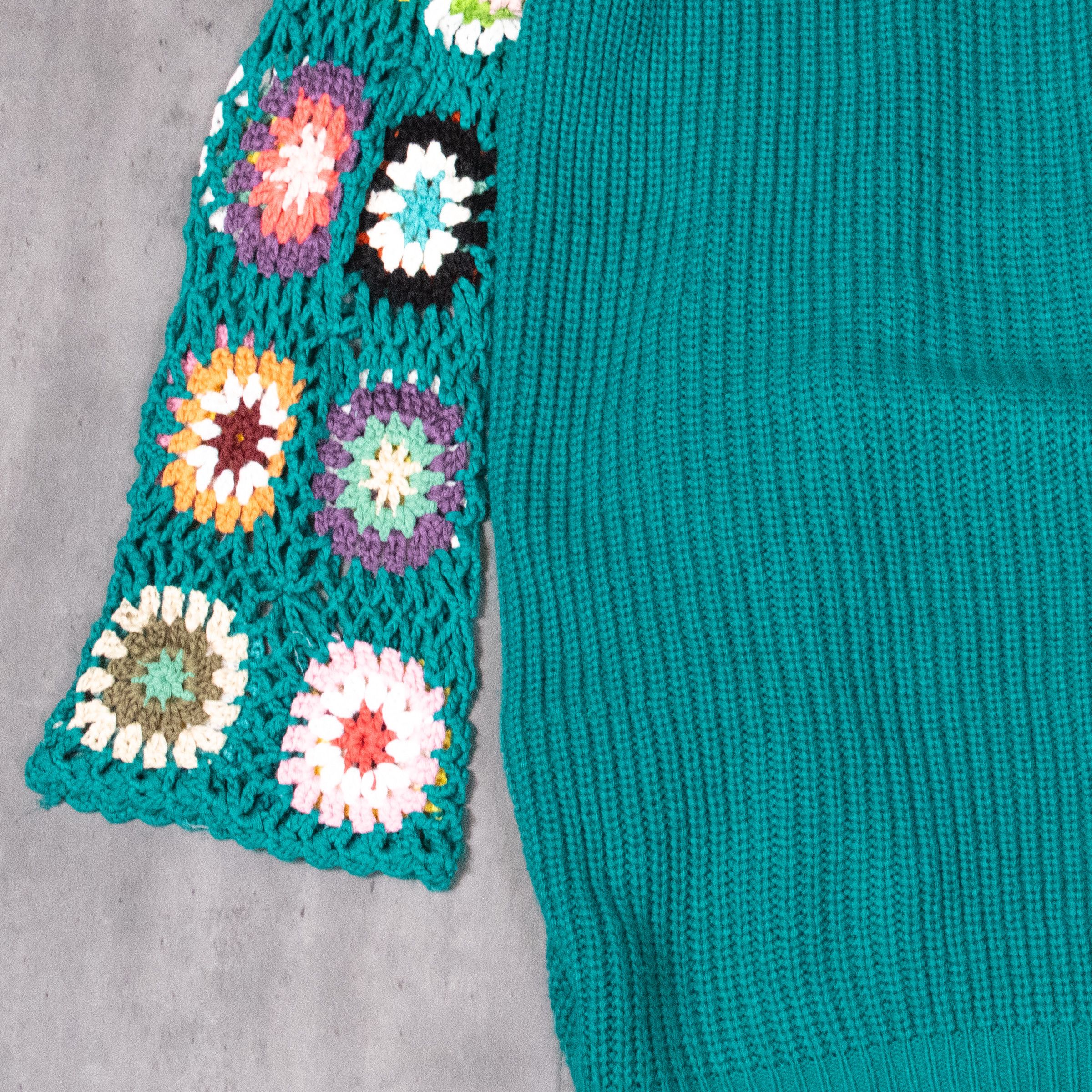 Vintage VIntage Y2K 2000's Teal Flower Corset Baggy Cardigan Shawl Size US M / EU 48-50 / 2 - 11 Thumbnail