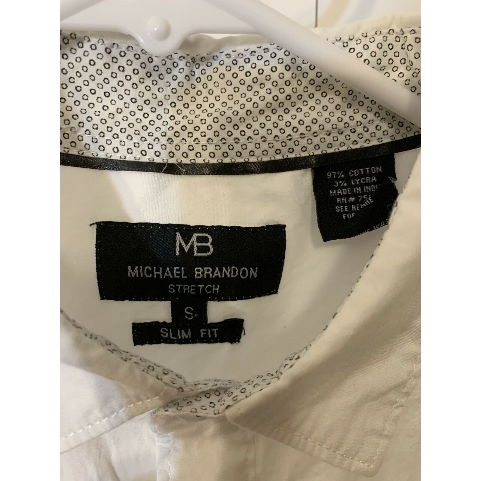 Other Michael Brandon Button Up Shirt Men Sz S White Black Long Sl Size US S / EU 44-46 / 1 - 2 Thumbnail