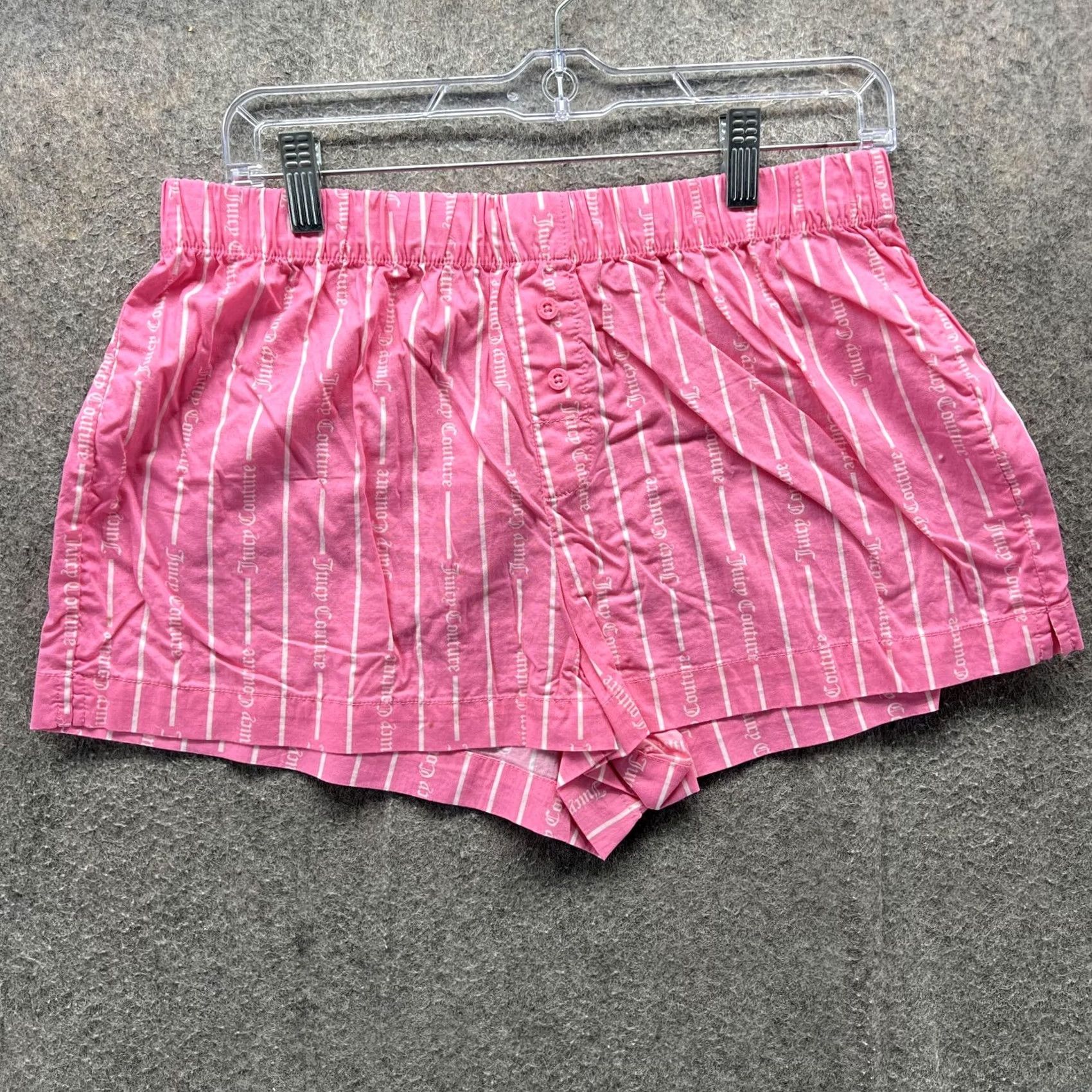 Juicy Couture Juicy Couture Sleep Shorts Womens Medium Pink Striped Logo Print Lounge Size 32" / US 10 / IT 46 - 2 Thumbnail