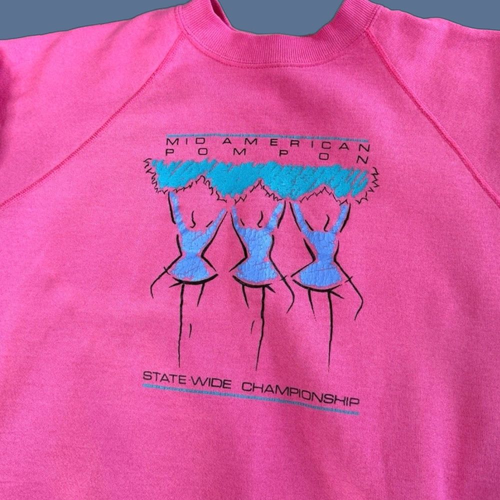 Pinko VINTAGE Bassett-Walker Sweatshirt Crew Neck Pink Womens XL Cheerleading Pom Pon 80s 90s Size XL / US 12-14 / IT 48-50 - 1 Thumbnail