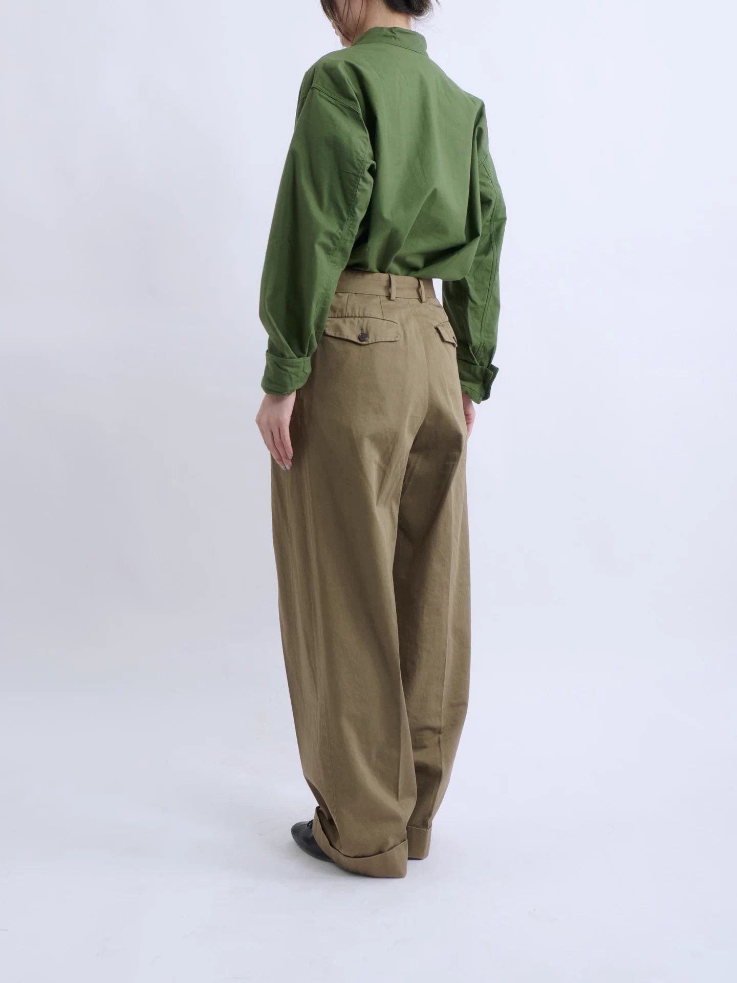 Dries Van Noten DRIES VAN NOTEN Khaki High-Waist Belted WideLeg Pants Size 25" / US 0 / IT 36 - 3 Thumbnail