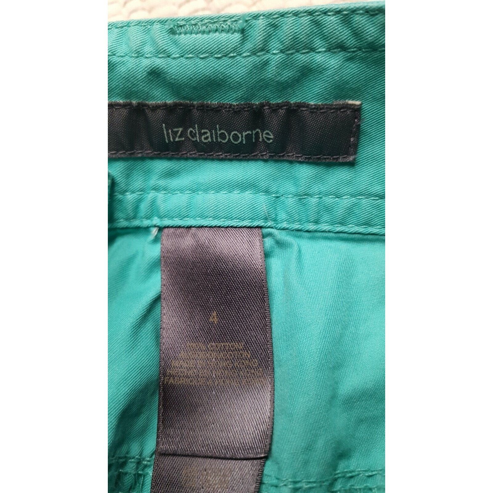 Liz Claiborne Liz Claiborne Womens Teal Green Cotton Capris - Size 4 Size 27" / US 4 / IT 40 - 3 Thumbnail