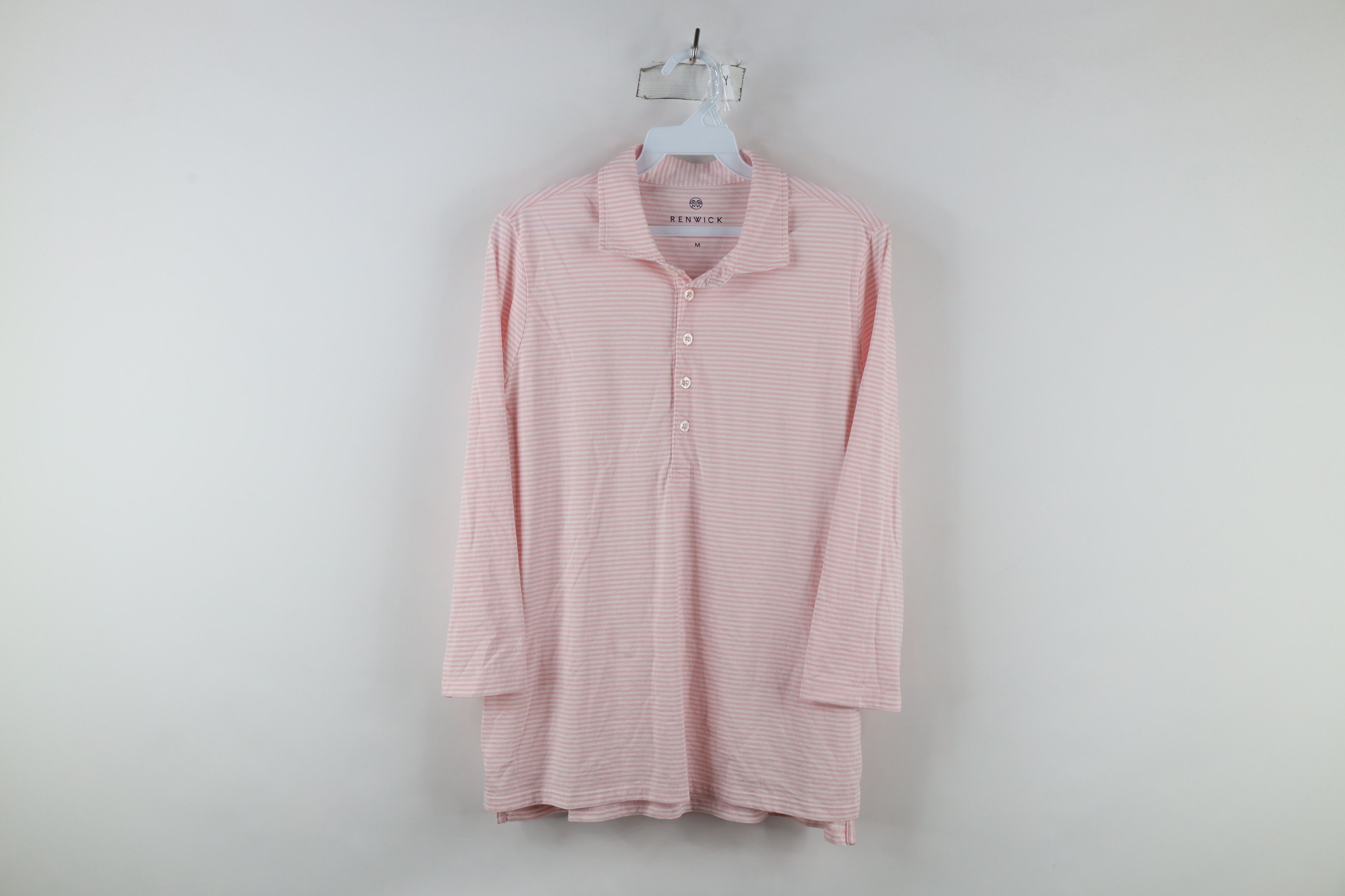 Vintage Renwick Golf Striped Collared Long Sleeve Polo Shirt Pink Size M / US 6-8 / IT 42-44 - 1 Thumbnail