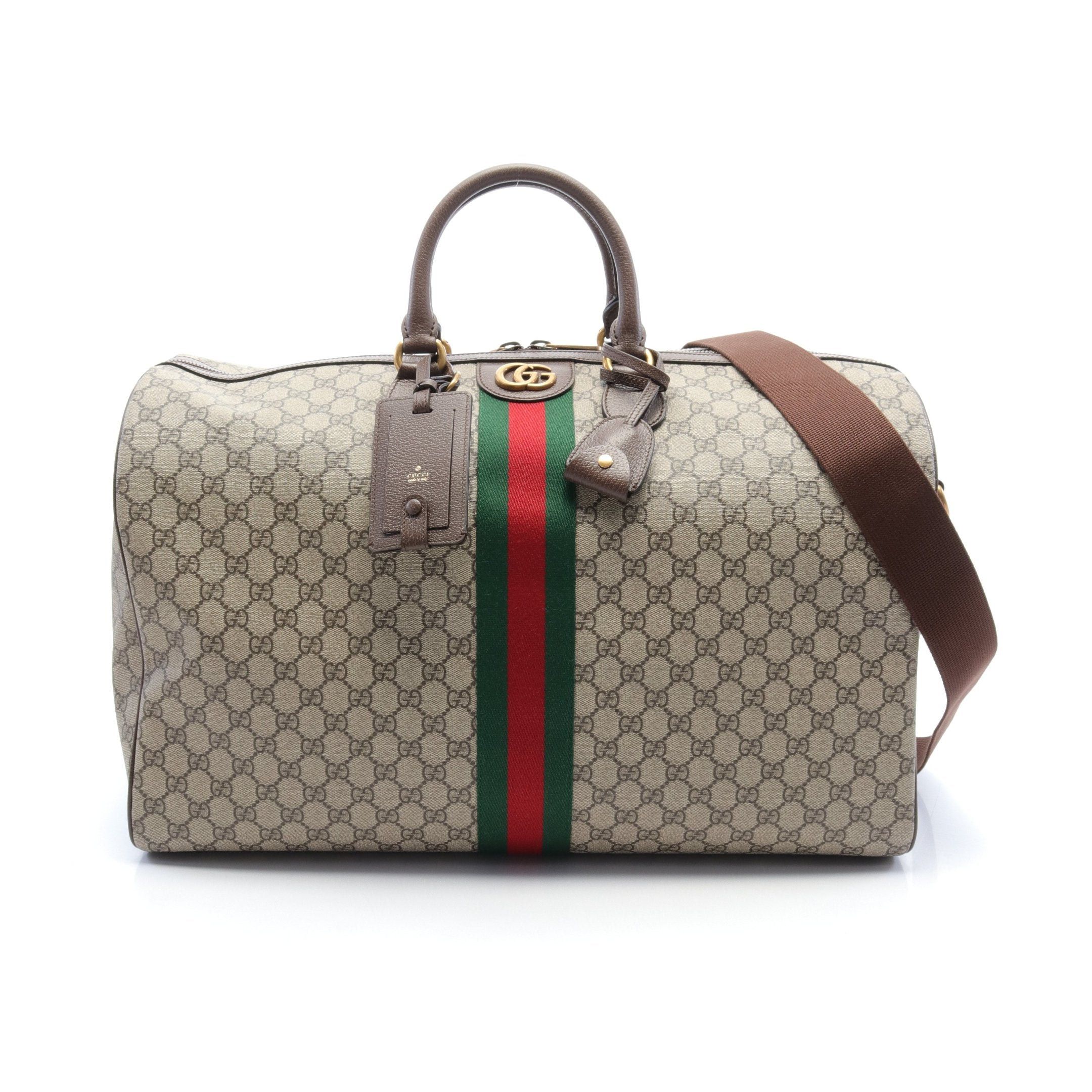 Gucci Gucci Gg Supreme Sherry Line Boston Bag Leather Beige Brown Multicolor Size ONE SIZE - 1 Thumbnail