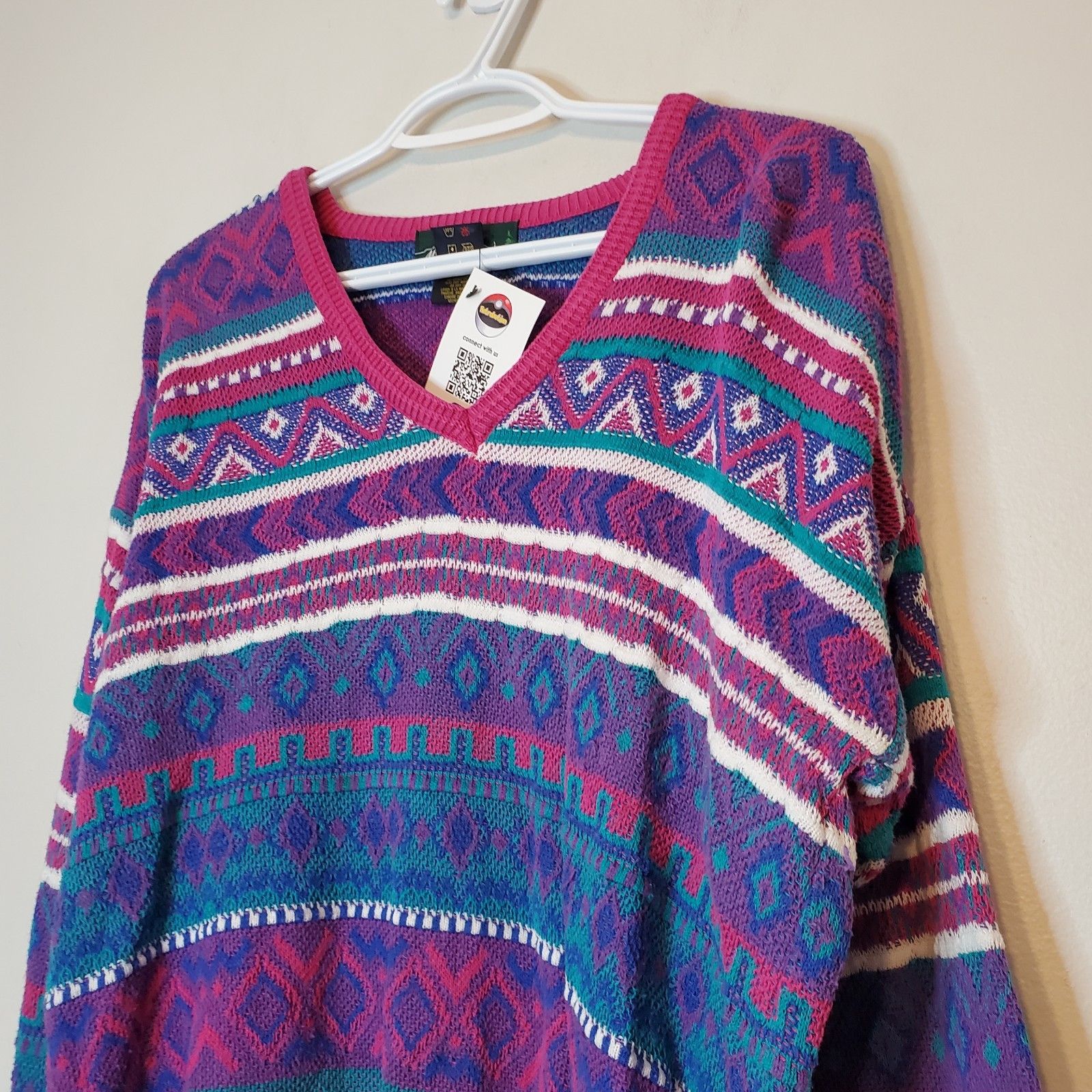 Vintage Vintage 90s Patterned Knit Sweater Pink Size M Size US M / EU 48-50 / 2 - 3 Thumbnail