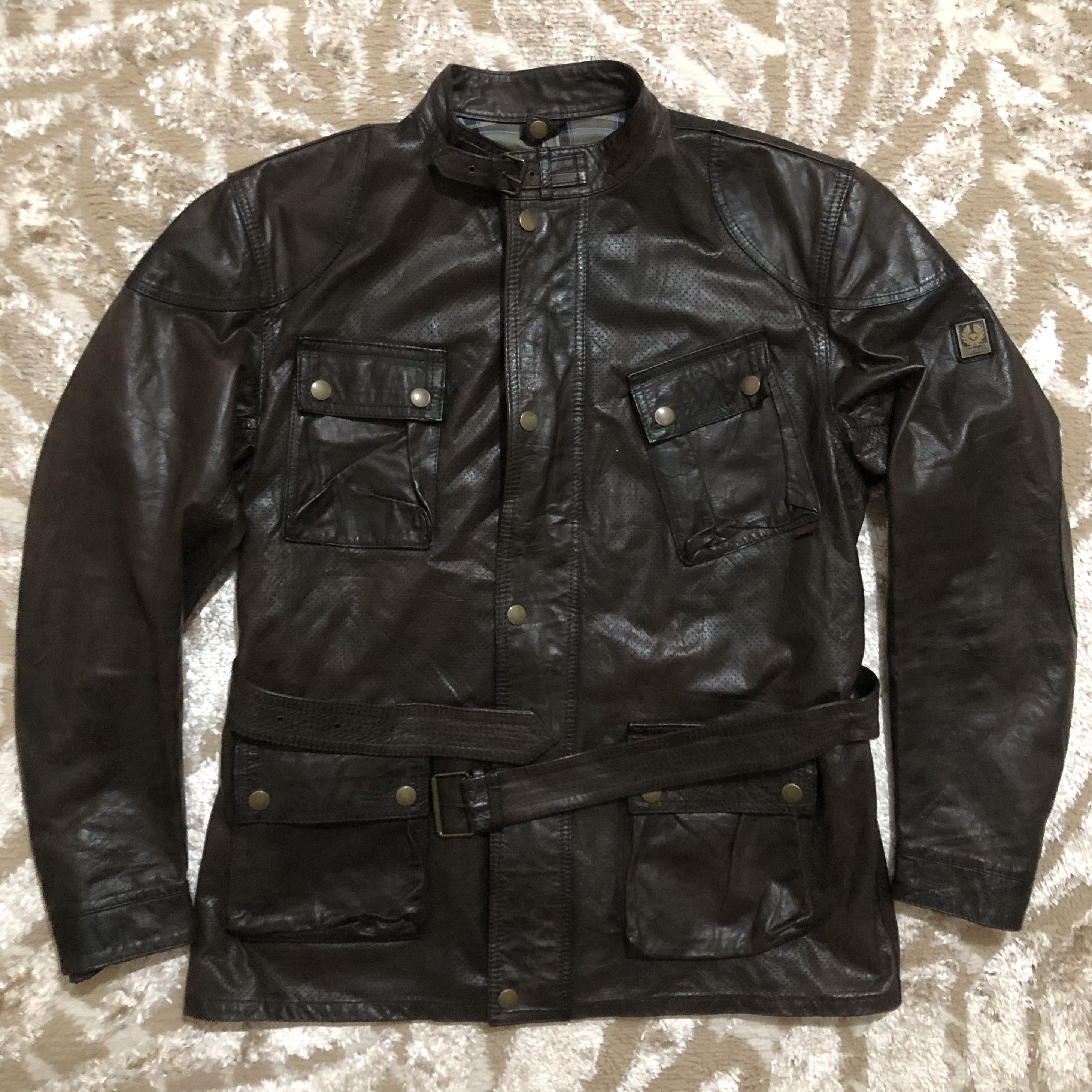 Belstaff Belstaff Panther Leather Jacket Dark Brown Vintage Leather Size US XXL / EU 58 / 5 - 2 Thumbnail