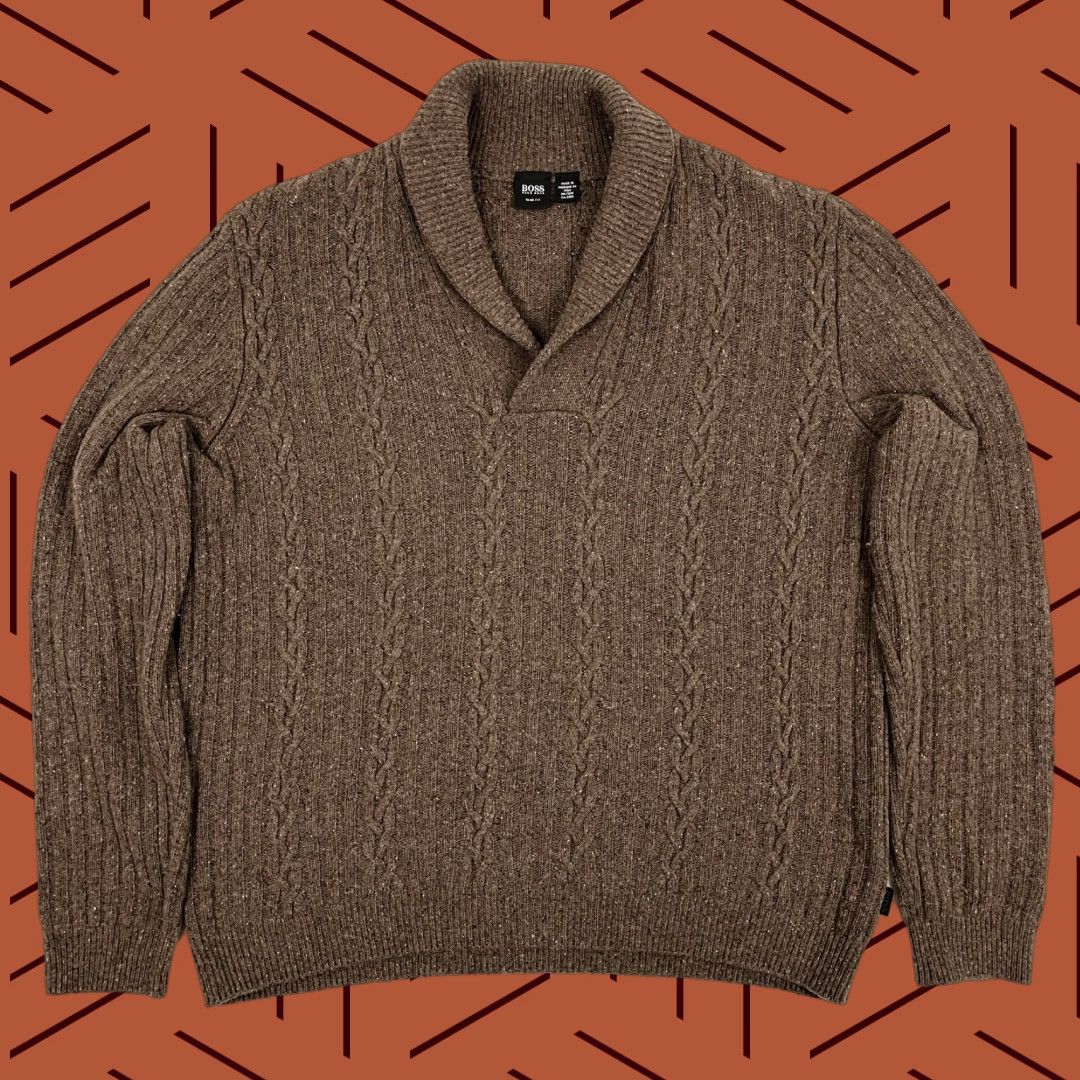 Hugo Boss Hugo Boss Sweater Mens XL Slim Fit Wool Silk Anogra Shawl Collar Pullover Preppy Size US XL / EU 56 / 4 - 1 Thumbnail