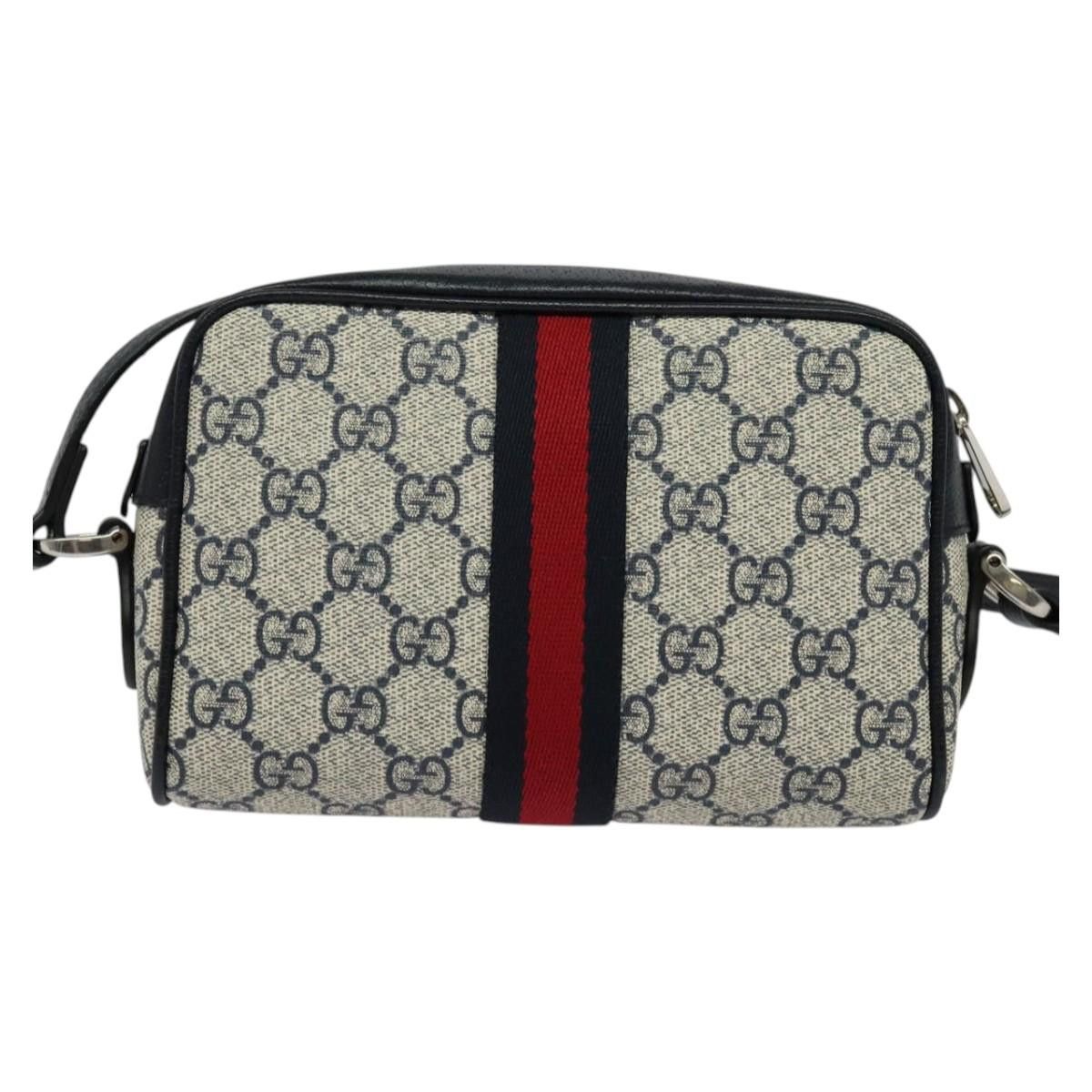 Gucci GUCCI GG Supreme Sherry Line Shoulder Bag Pvc Navy Red Size ONE SIZE - 3 Thumbnail