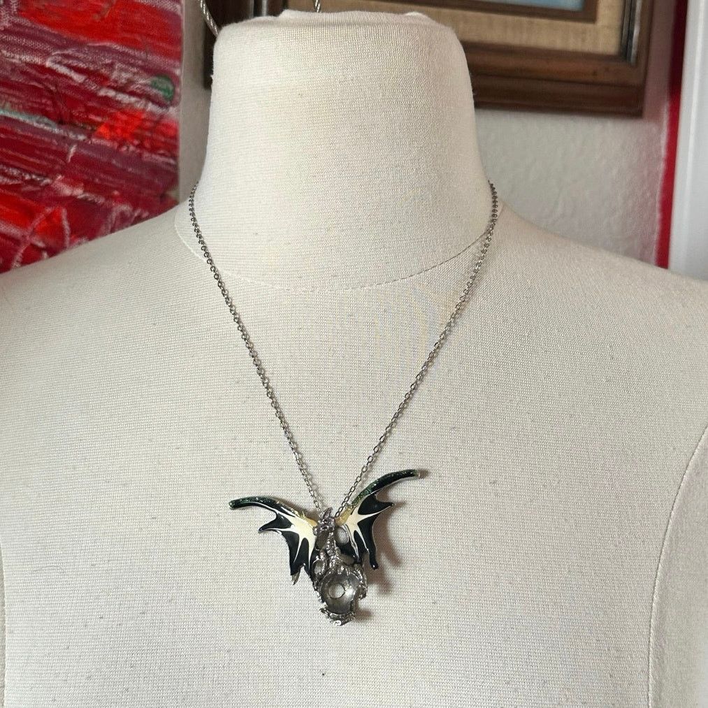 Other green silver dragon pendant chain necklace Size ONE SIZE - 1 Thumbnail