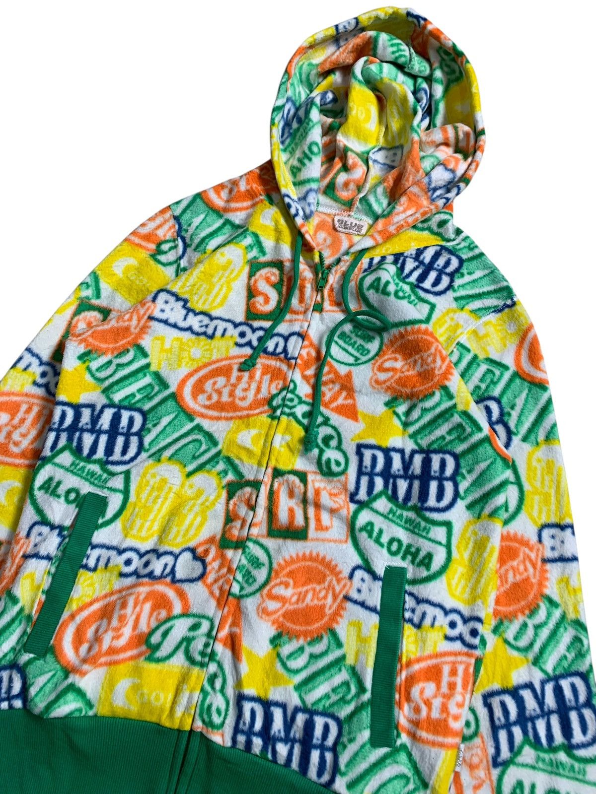 1990s BLUE MOON BLUE ALL OVER PRINT ZIP HOODIE LGB STYLE