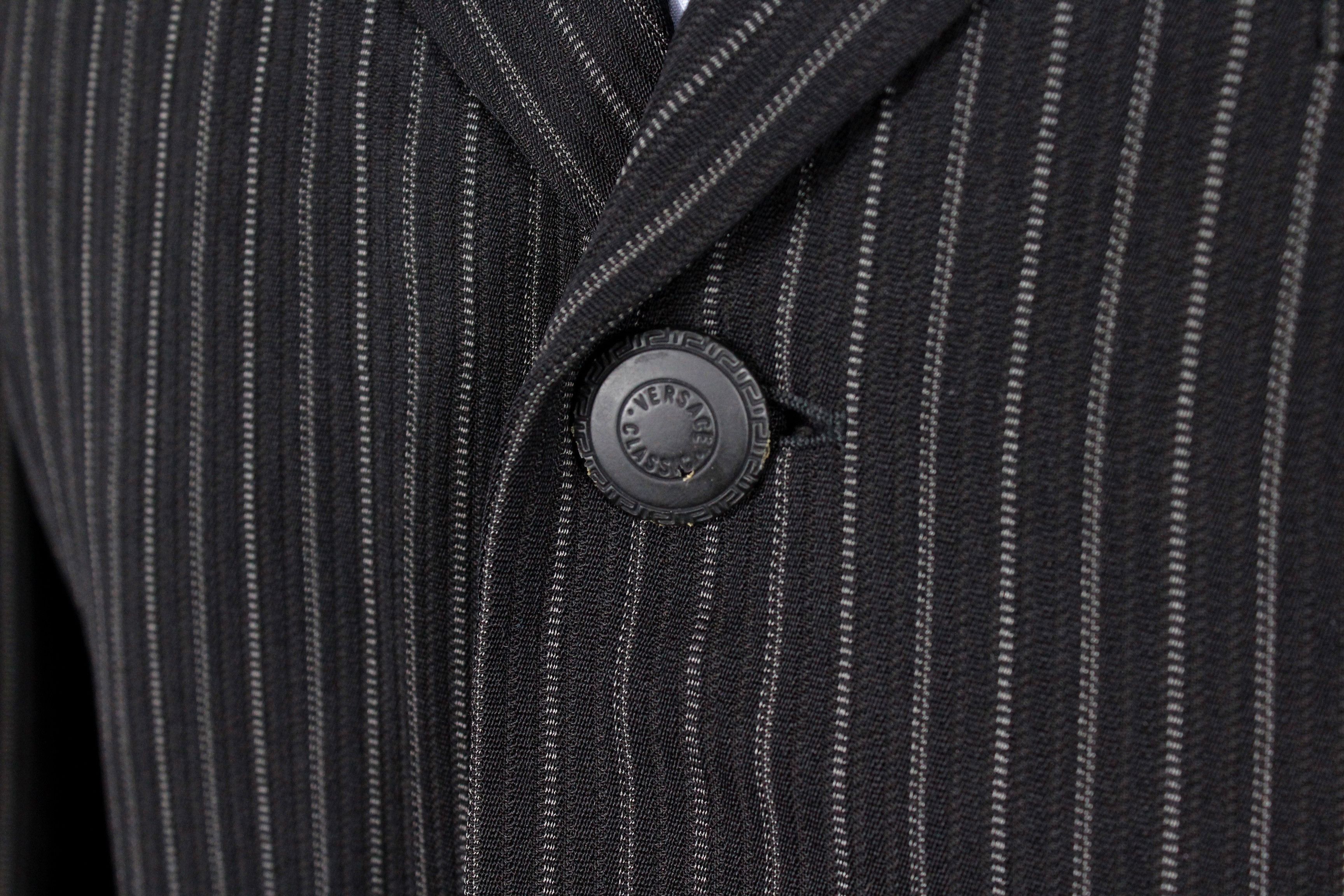 Versace Vintage Versace Classic V2 Striped Knit Black Blazer Jacket Size US M / EU 48-50 / 2 - 4 Thumbnail