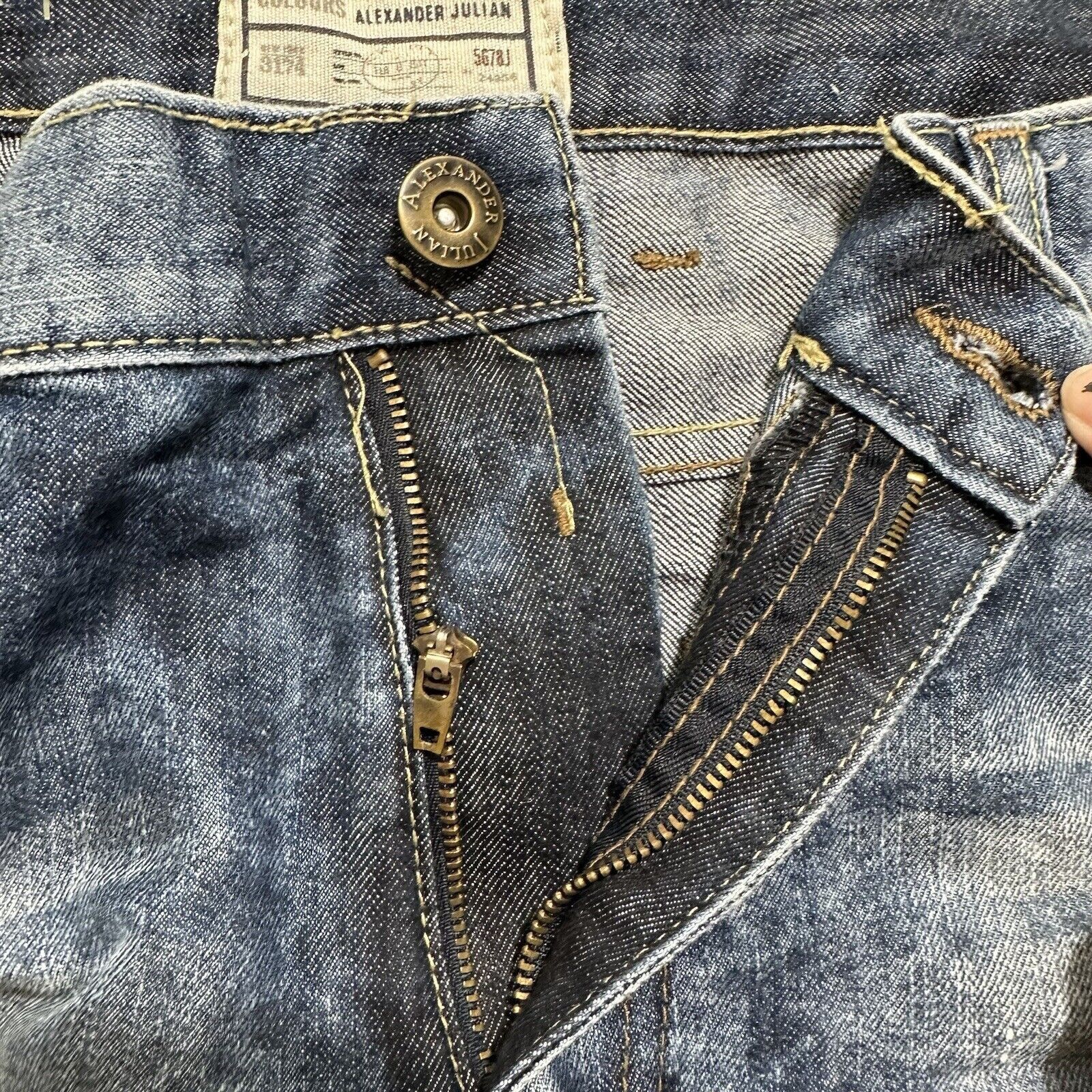 Alexander Julian Alexander Julian Colours 34x30 Straight Leg Denim Blue Jeans Size US 34 / EU 50 - 3 Thumbnail