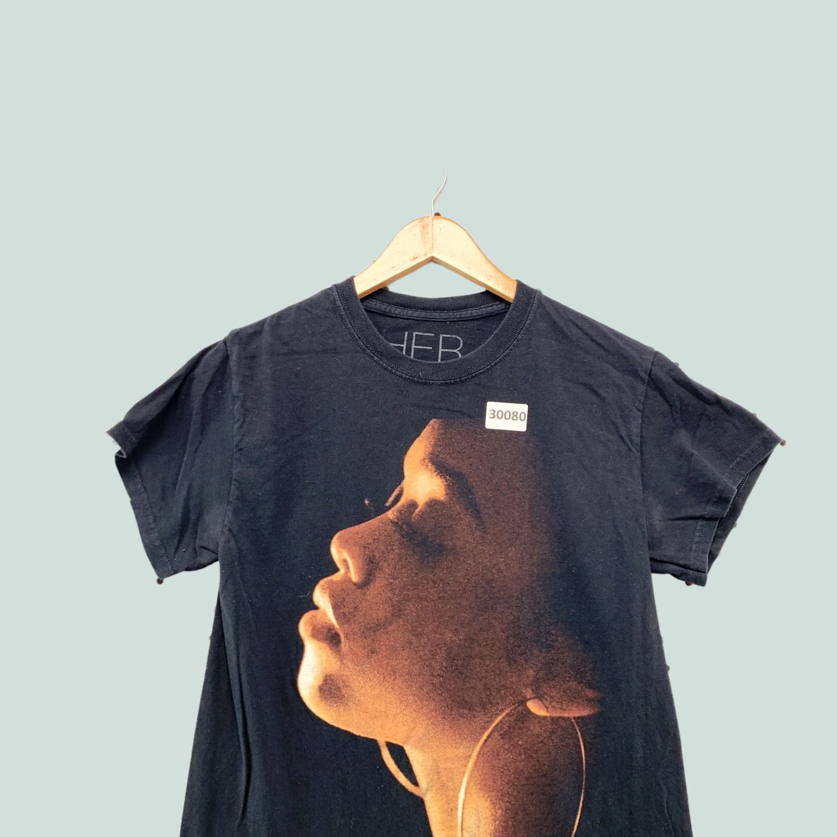 Vintage Hers Black Womens Portrait Graphic T-Shirt Small Size S / US 4 / IT 40 - 1 Thumbnail