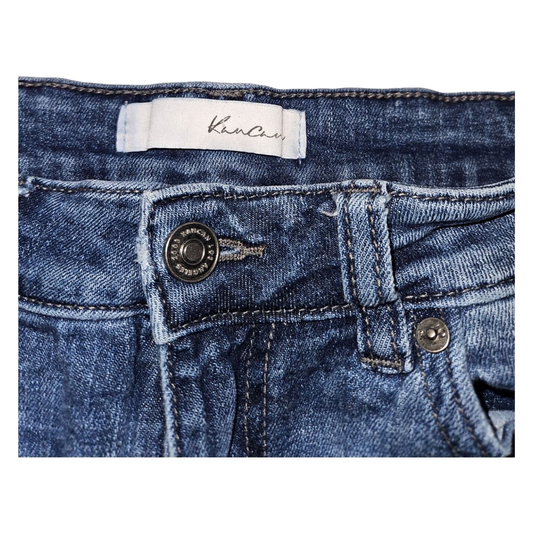 Vintage Kancan Jeans 7/27 Mid-Rise Ankle Slit 5-Pocket Denim Blue Juniors 26 in Cotton Spandex Womens Jeans KC8558M Size 28" / US 6 / IT 42 - 3 Thumbnail