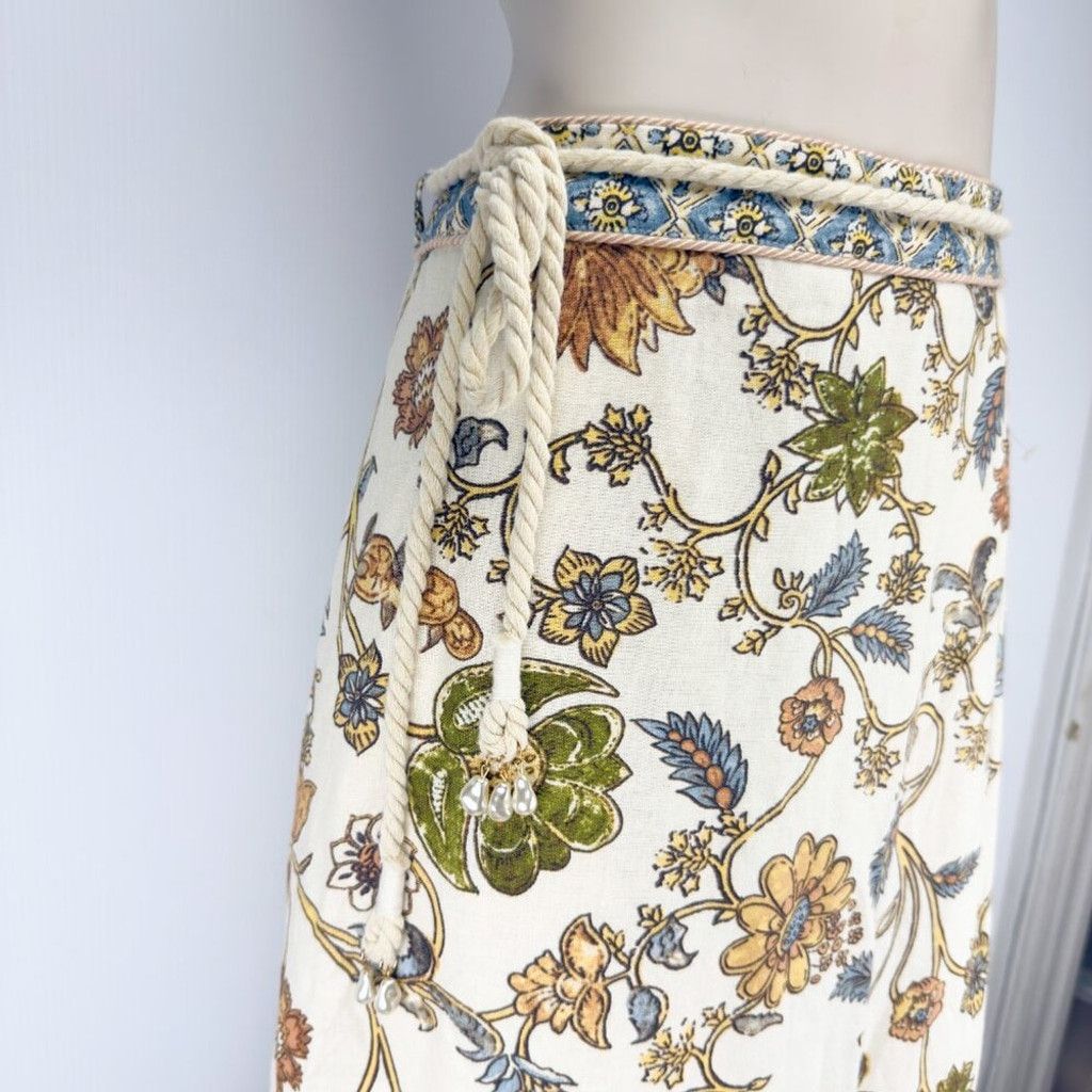 Other NEW* HOUSE OF HARLOW 1960 Floral Beige Red Blue Maxi Skirt S Size 27" / US 4 / IT 40 - 4 Thumbnail