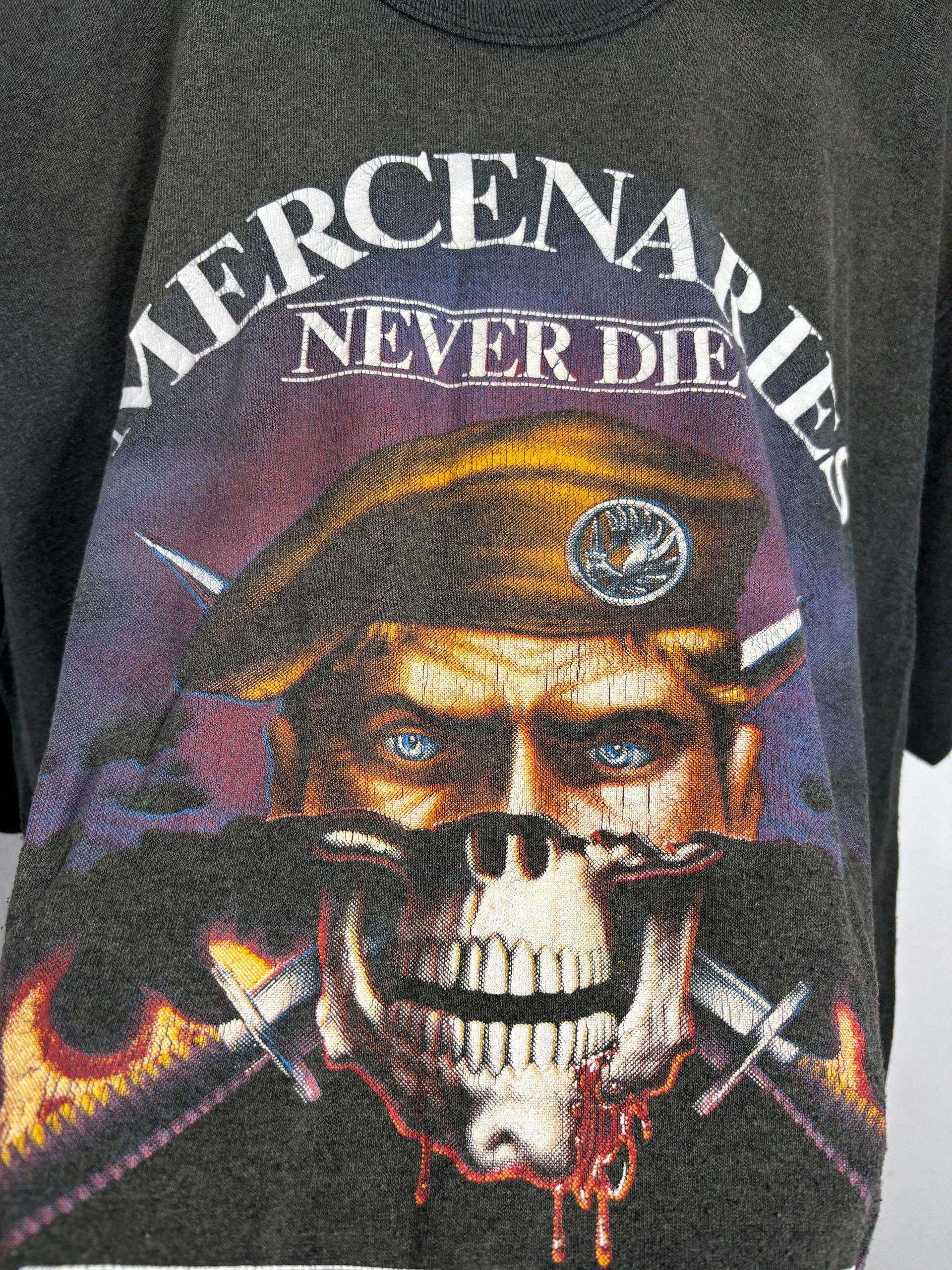 Vintage 1998 Mercenaries Skull Military T-Shirt Tee 90s L